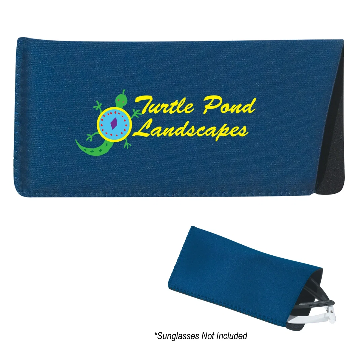 Red pouch with sunglasses sliding inside