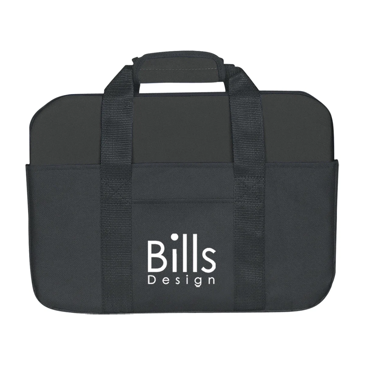 Black neoprene case that protects a laptop inside a bag