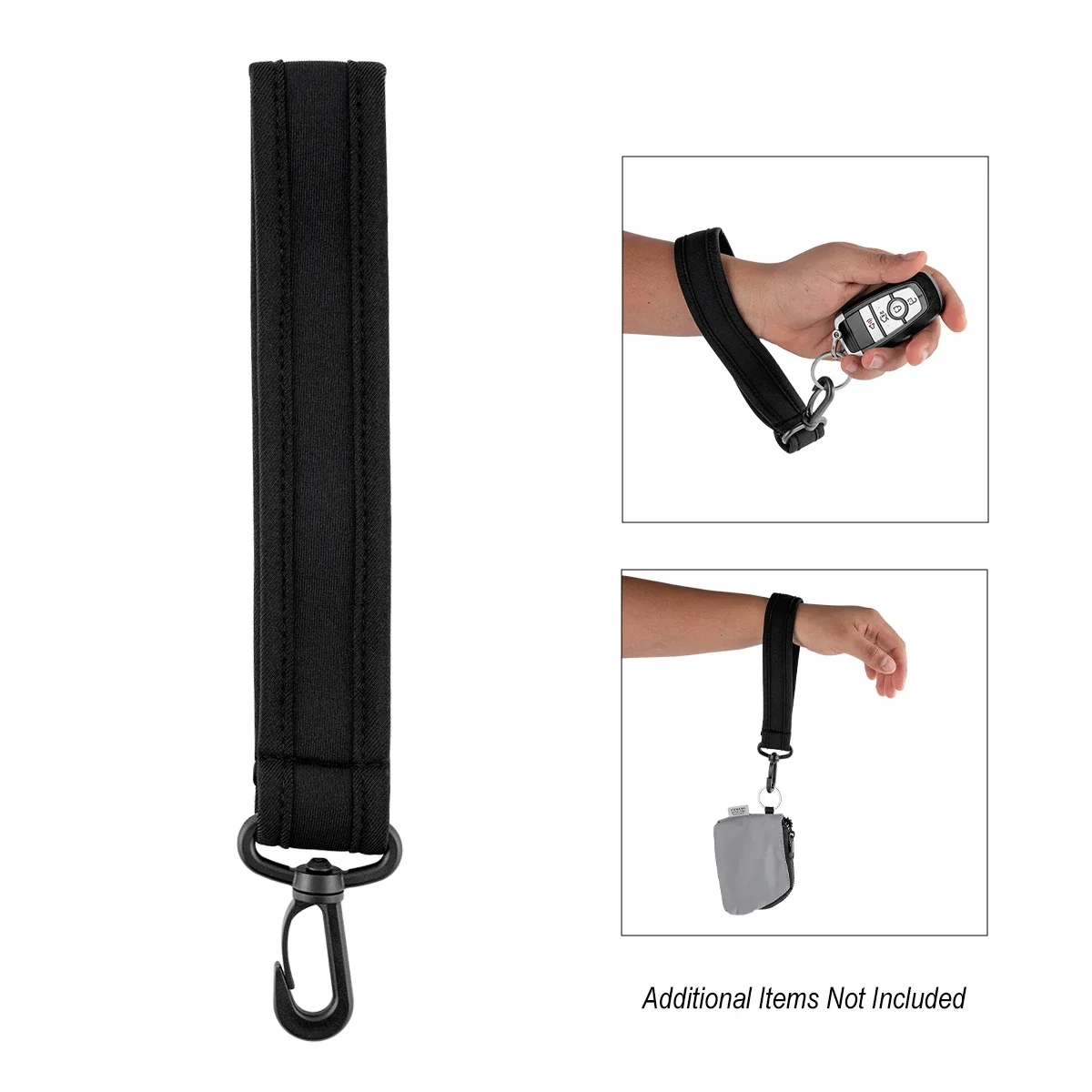 Strap looped around a wrist at just under eight inches long