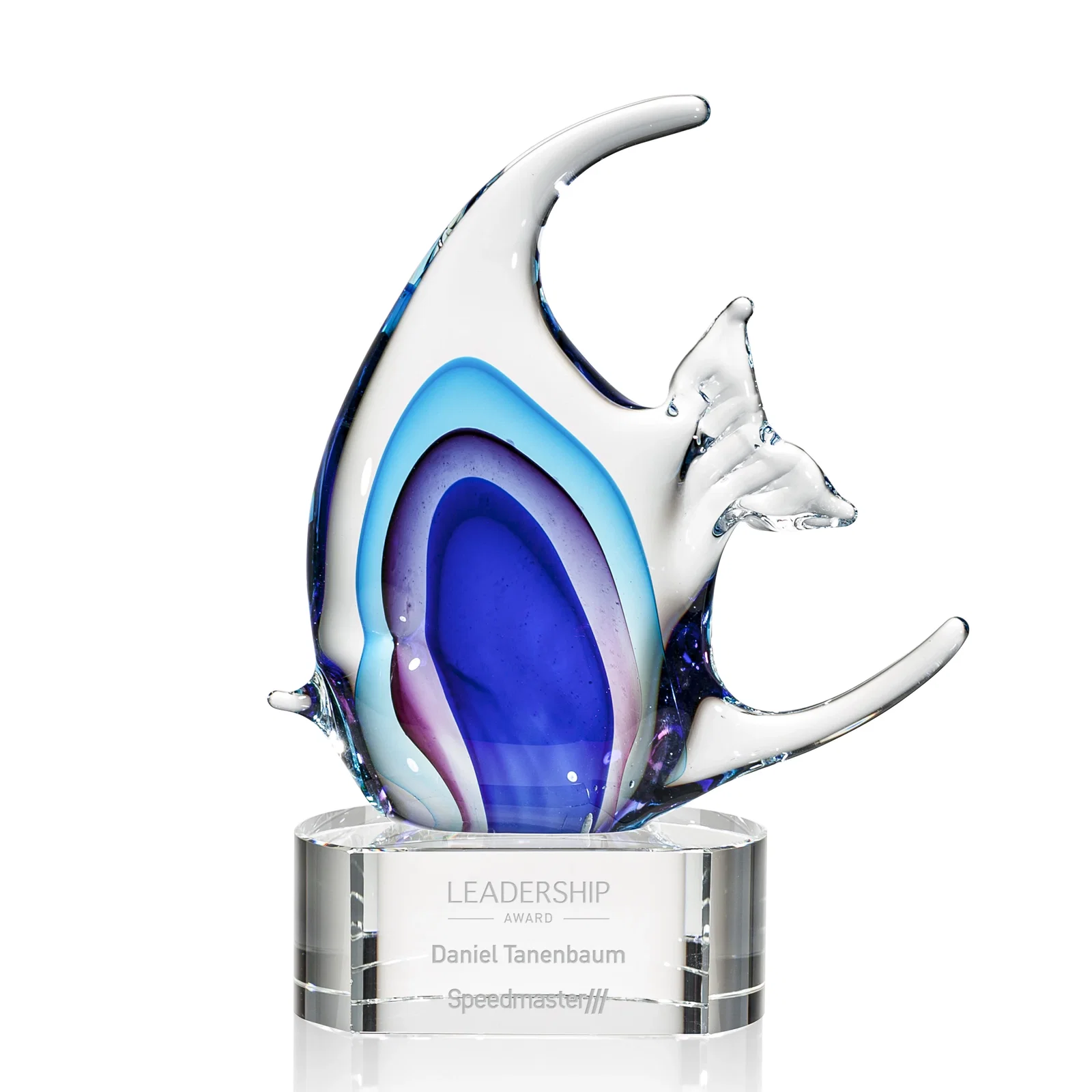 Custom Glass Fish Award on Optical Base for sales achievement awards