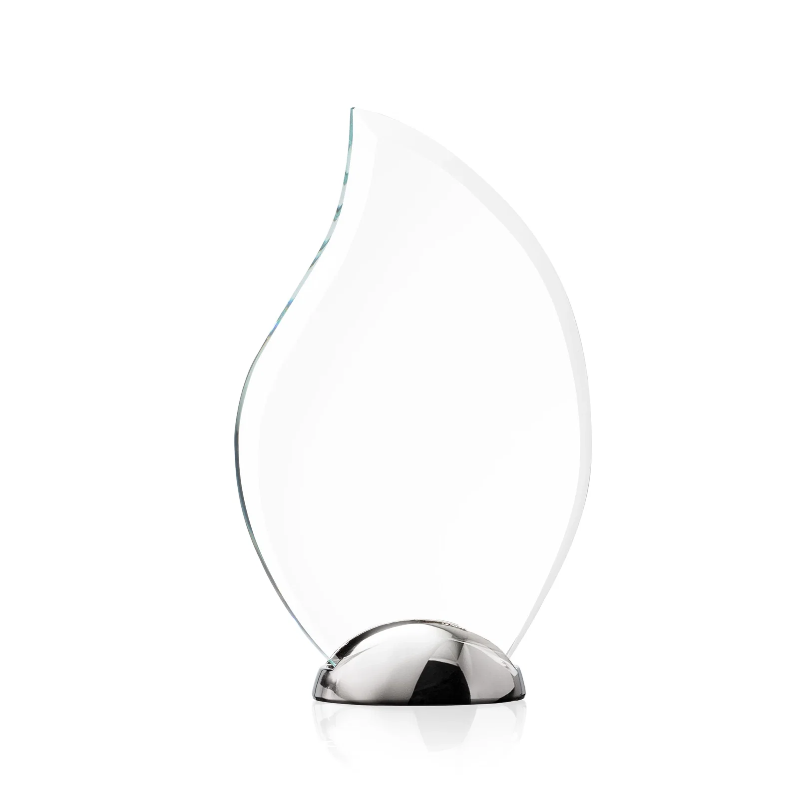 Custom Starfire Crystal Flame Award on Polished Chrome Base for company anniversary events