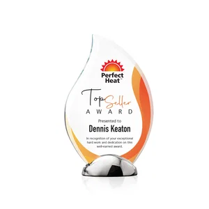 Starfire Crystal Flame Award on Polished Chrome Base