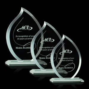 Jade Glass Flame Award, 1/2-Inch Thick, Vertical-Flow Artwork