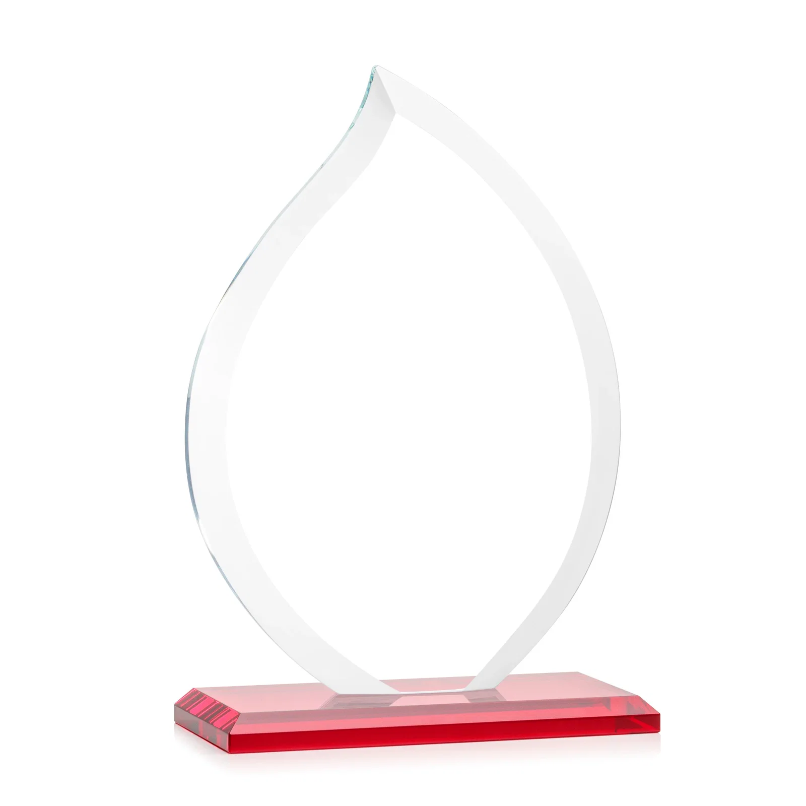 Personalized Jade Glass Flame Award, 1/2-Inch Thick, Vertical-Flow Artwork, with your logo for sales achievement awards