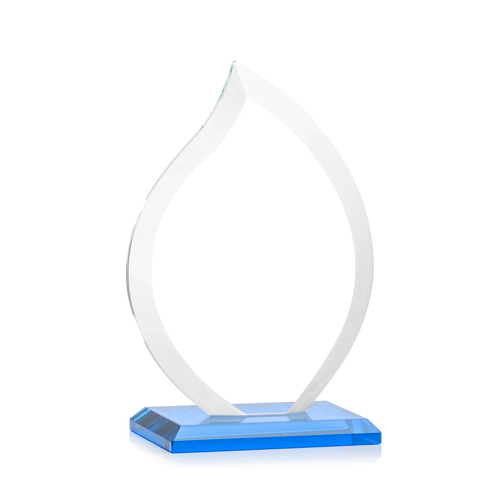 Personalized Jade Glass Flame Award, 1/2-Inch Thick, Vertical-Flow Artwork, with your logo for retirement presentations