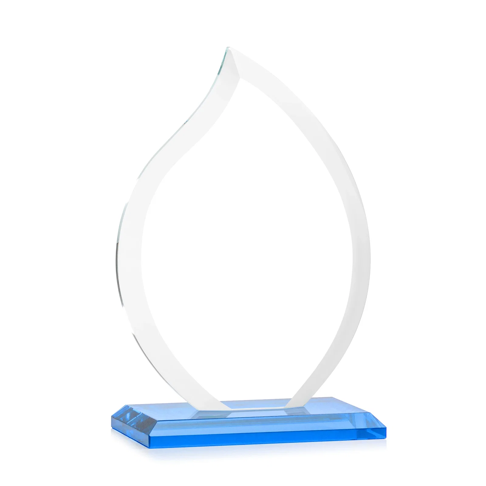 Personalized Jade Glass Flame Award, 1/2-Inch Thick, Vertical-Flow Artwork, with your logo for team milestone celebrations