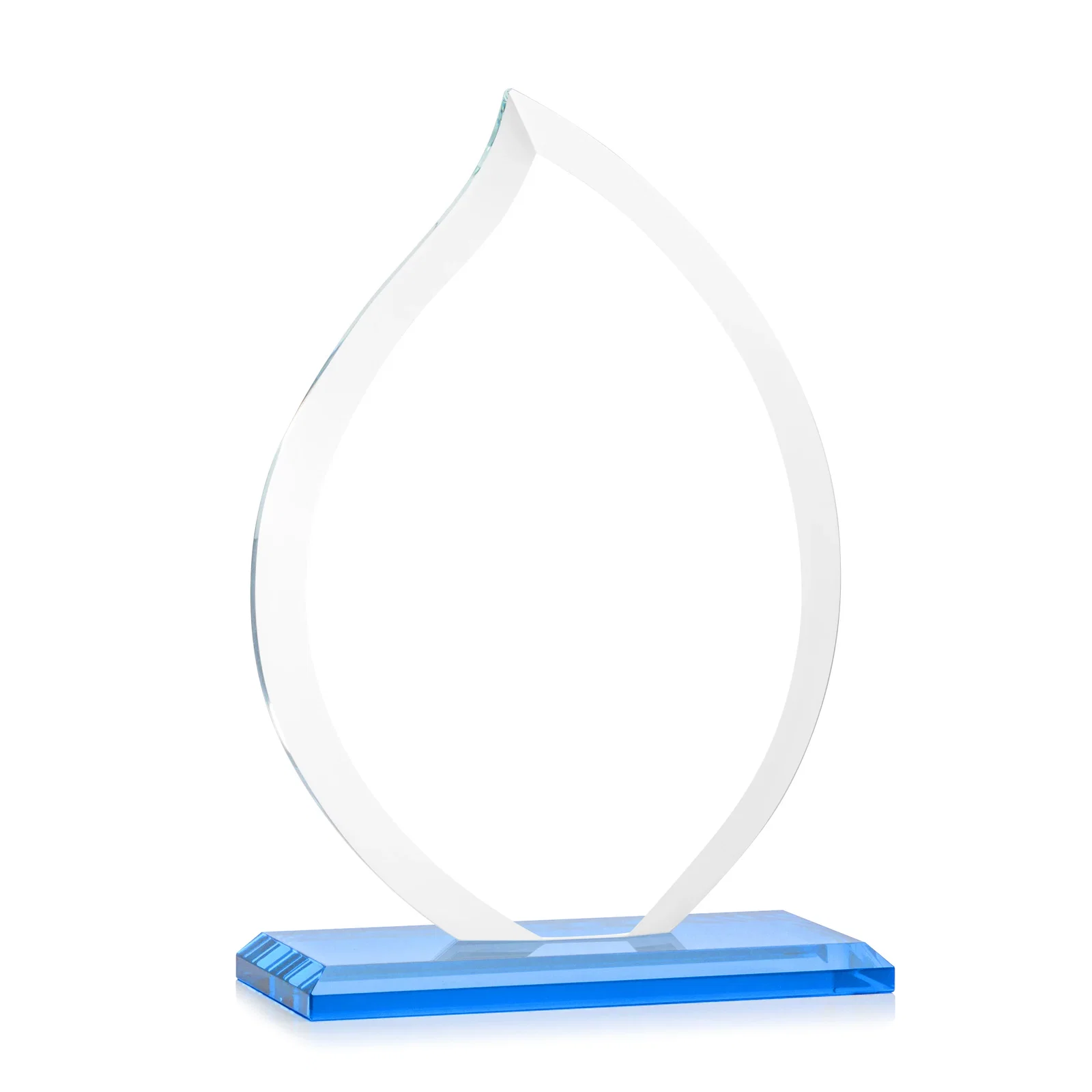 Personalized Jade Glass Flame Award, 1/2-Inch Thick, Vertical-Flow Artwork, with your logo for donor appreciation