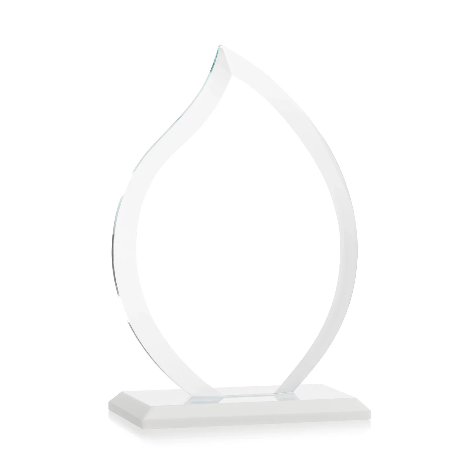 Personalized Jade Glass Flame Award, 1/2-Inch Thick, Vertical-Flow Artwork, with your logo for safety achievement programs