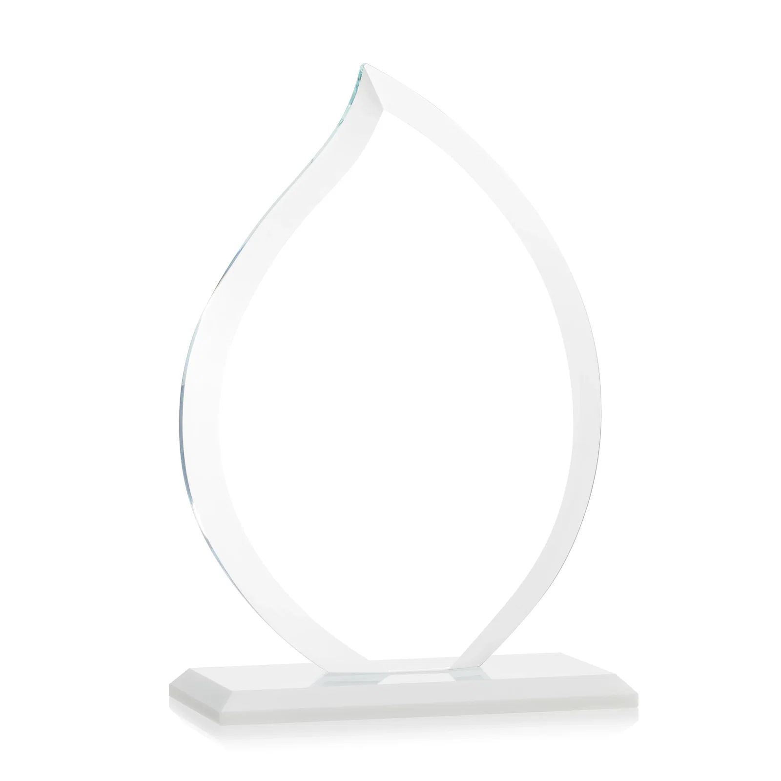 Personalized Jade Glass Flame Award, 1/2-Inch Thick, Vertical-Flow Artwork, with your logo for volunteer appreciation