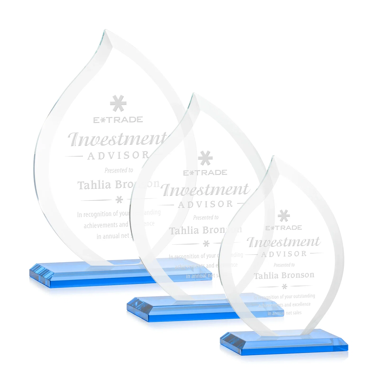 Promotional Jade Glass Flame Award, 1/2-Inch Thick, Vertical-Flow Artwork for safety achievement programs