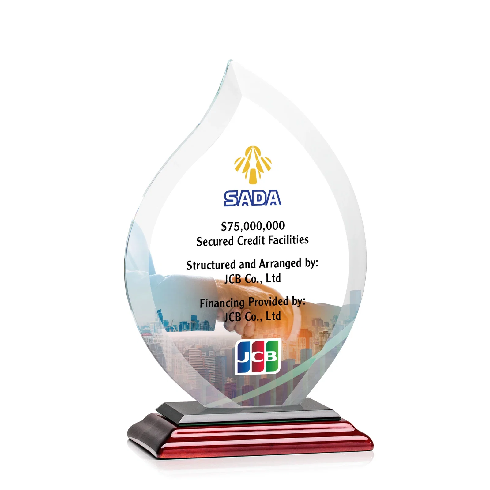 Customized Jade Glass Flame Award, 1/2-Inch Thick, Vertical-Flow Artwork for corporate award ceremonies