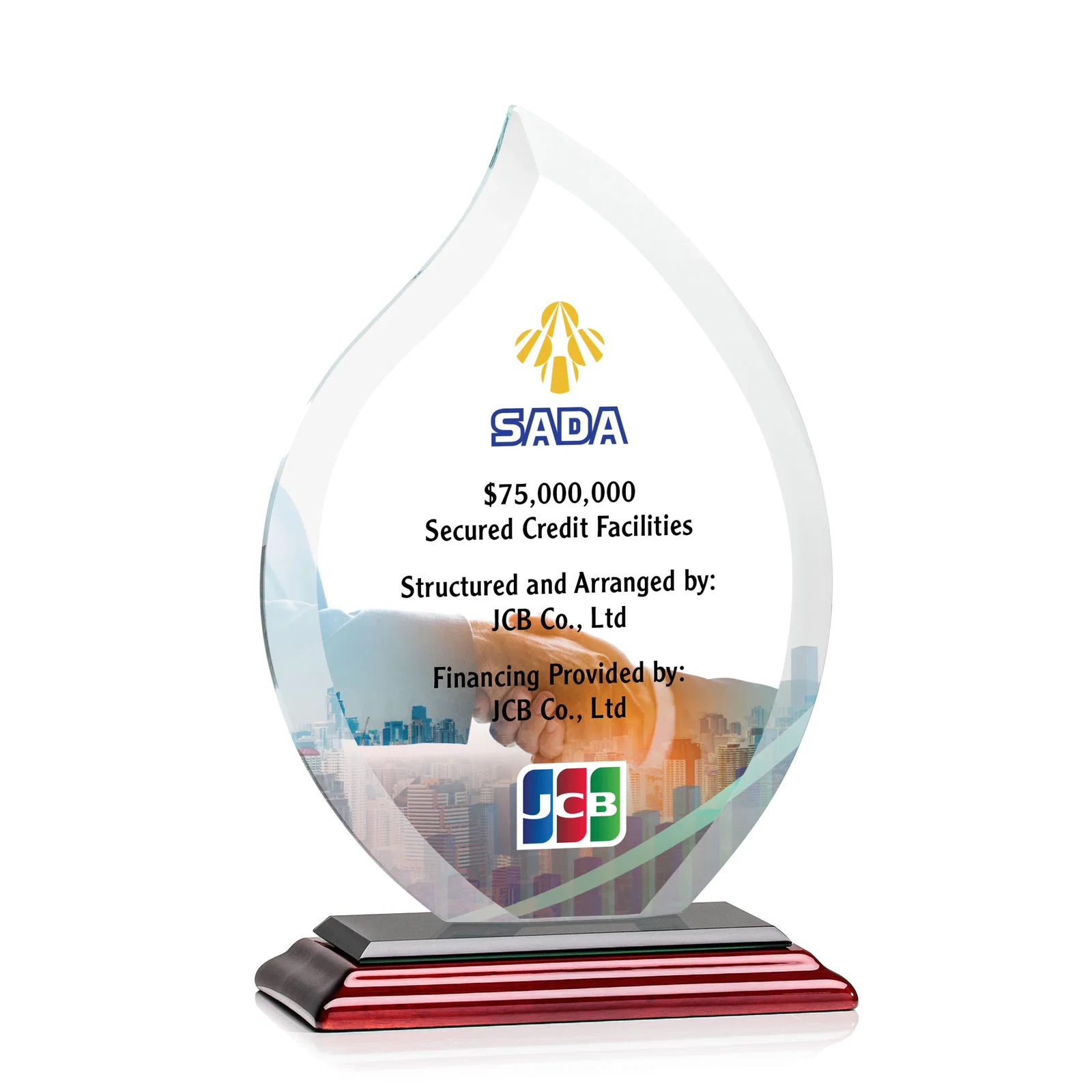Customized Jade Glass Flame Award, 1/2-Inch Thick, Vertical-Flow Artwork for service anniversary gifts