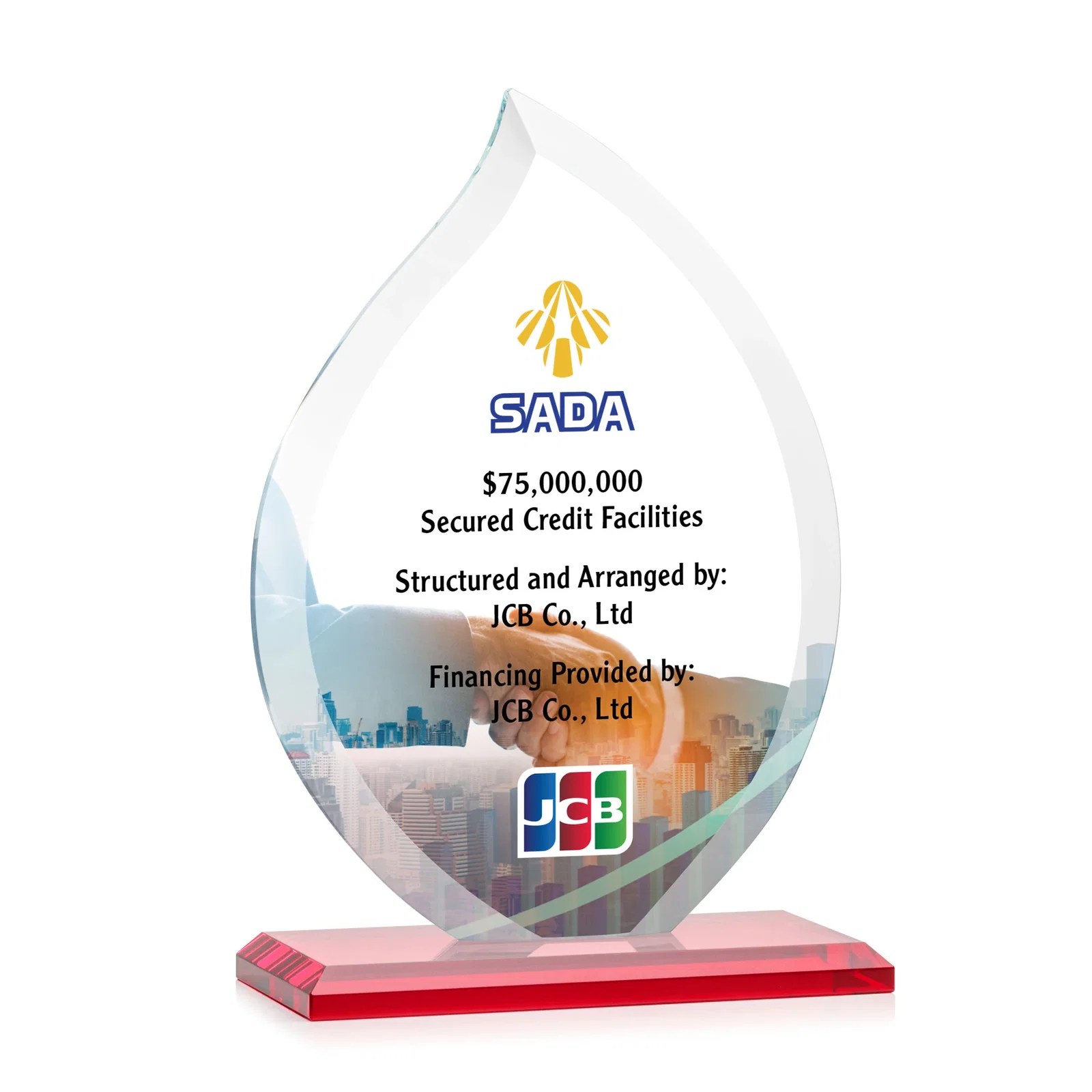 Customized Jade Glass Flame Award, 1/2-Inch Thick, Vertical-Flow Artwork for graduation ceremonies