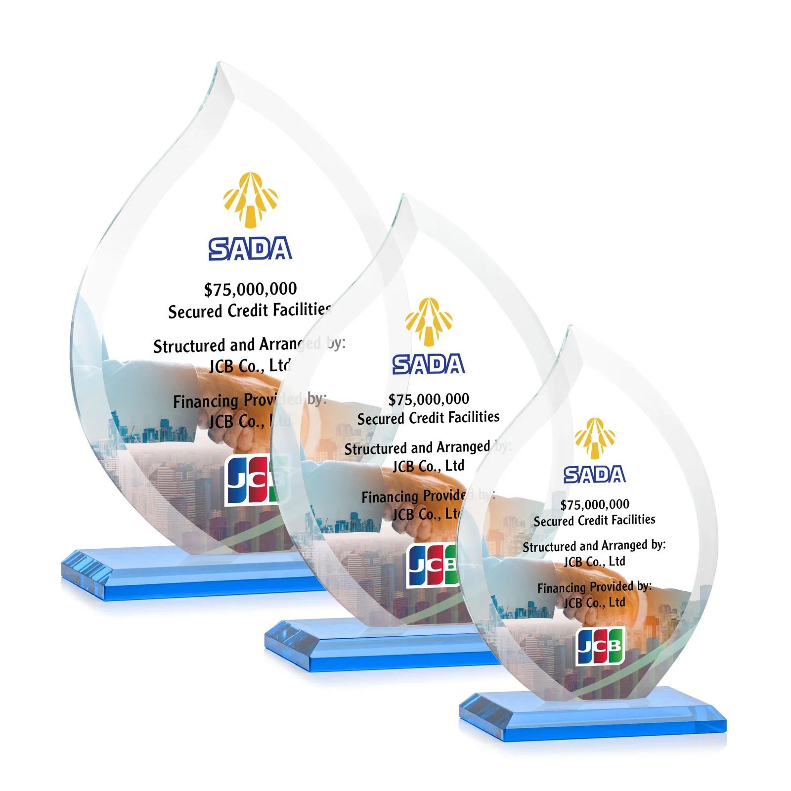 Customized Jade Glass Flame Award, 1/2-Inch Thick, Vertical-Flow Artwork for safety achievement programs