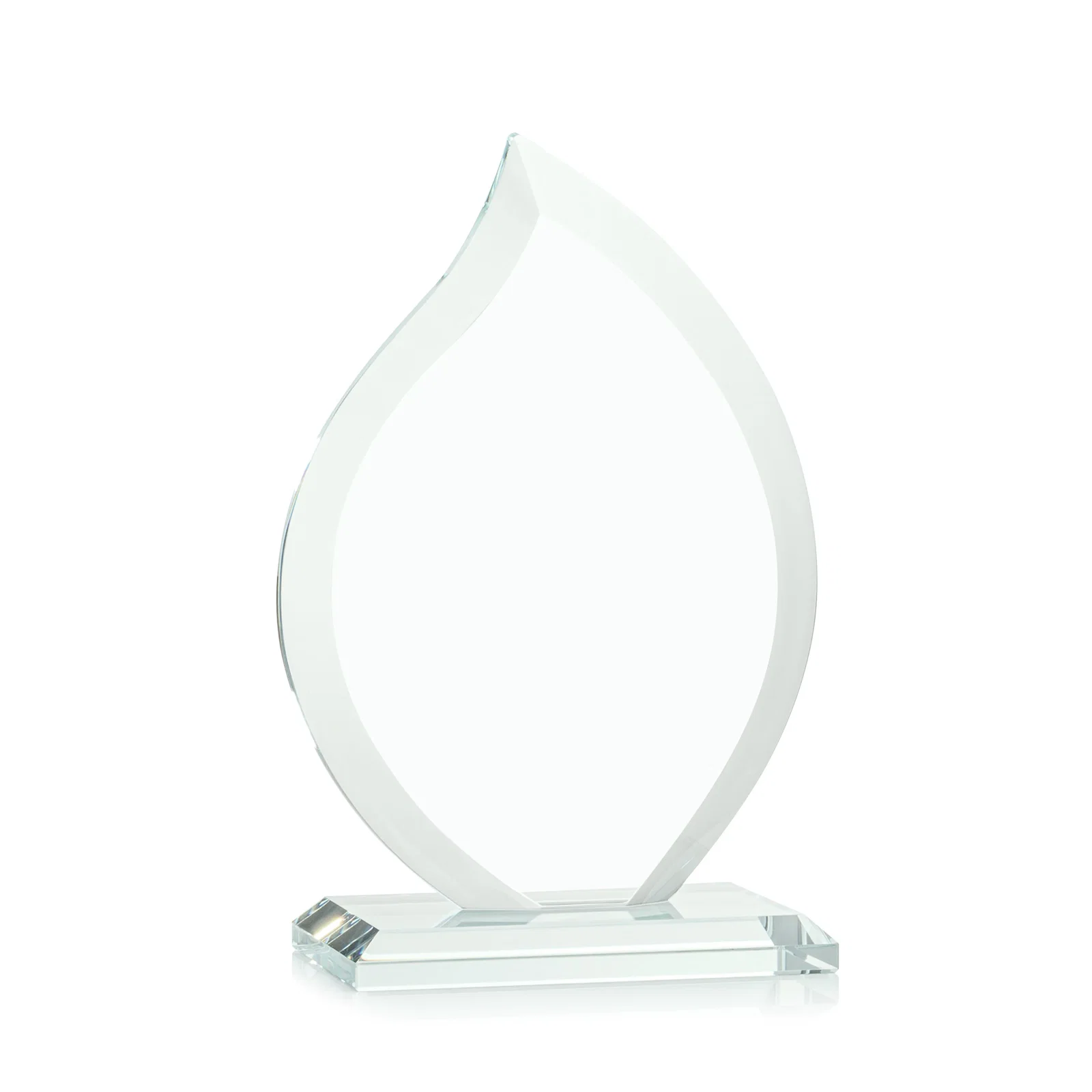 Custom engraved Jade Glass Flame Award, 1/2-Inch Thick, Vertical-Flow Artwork for retirement presentations