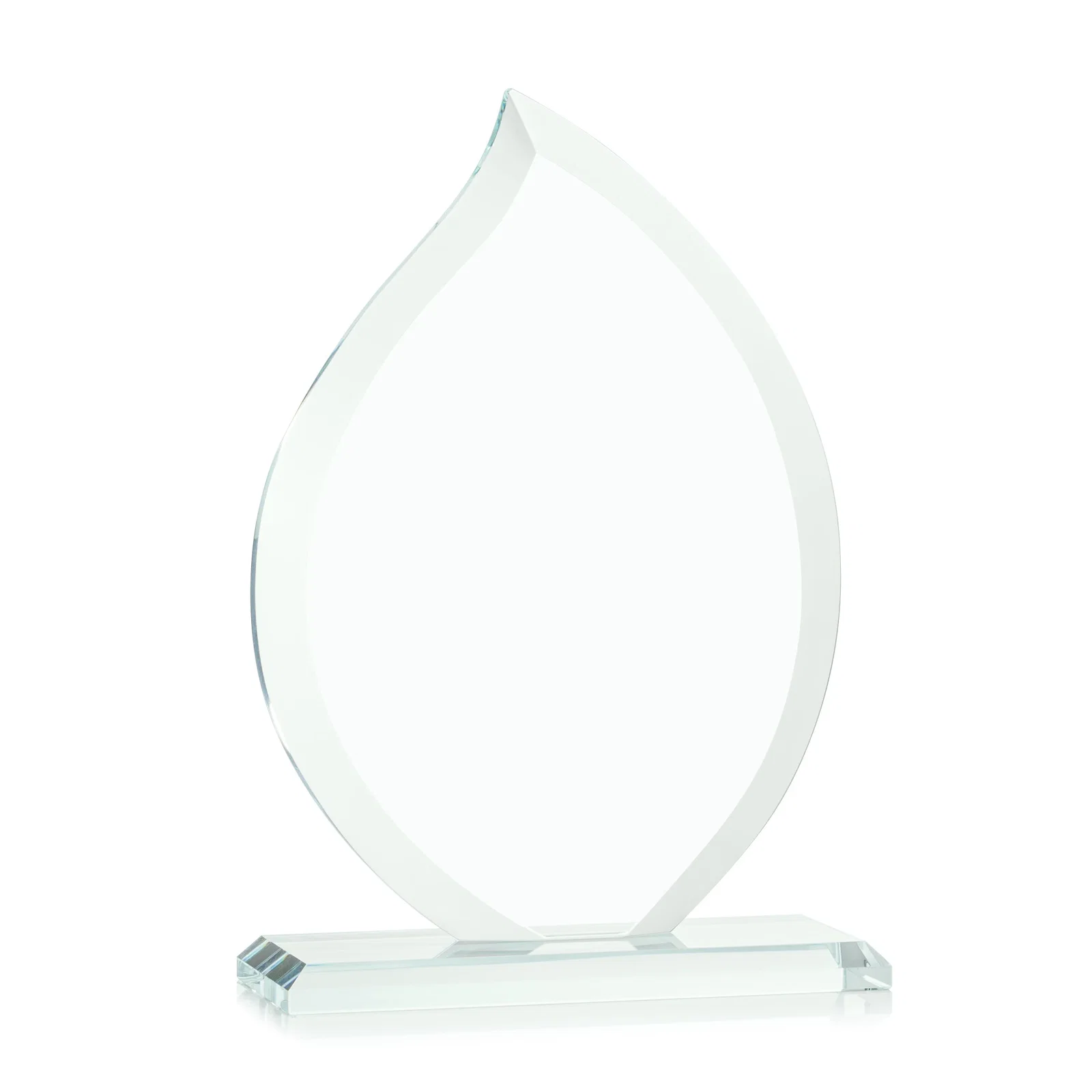 Custom engraved Jade Glass Flame Award, 1/2-Inch Thick, Vertical-Flow Artwork for donor appreciation