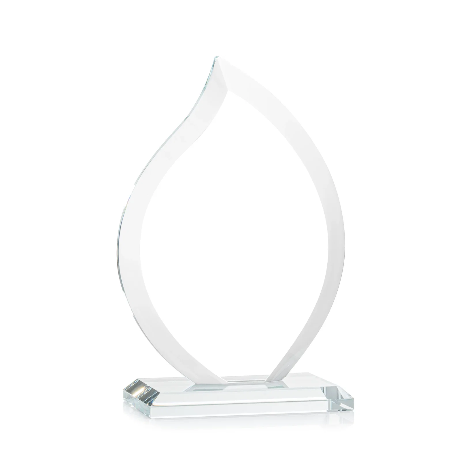 Custom engraved Jade Glass Flame Award, 1/2-Inch Thick, Vertical-Flow Artwork for graduation ceremonies