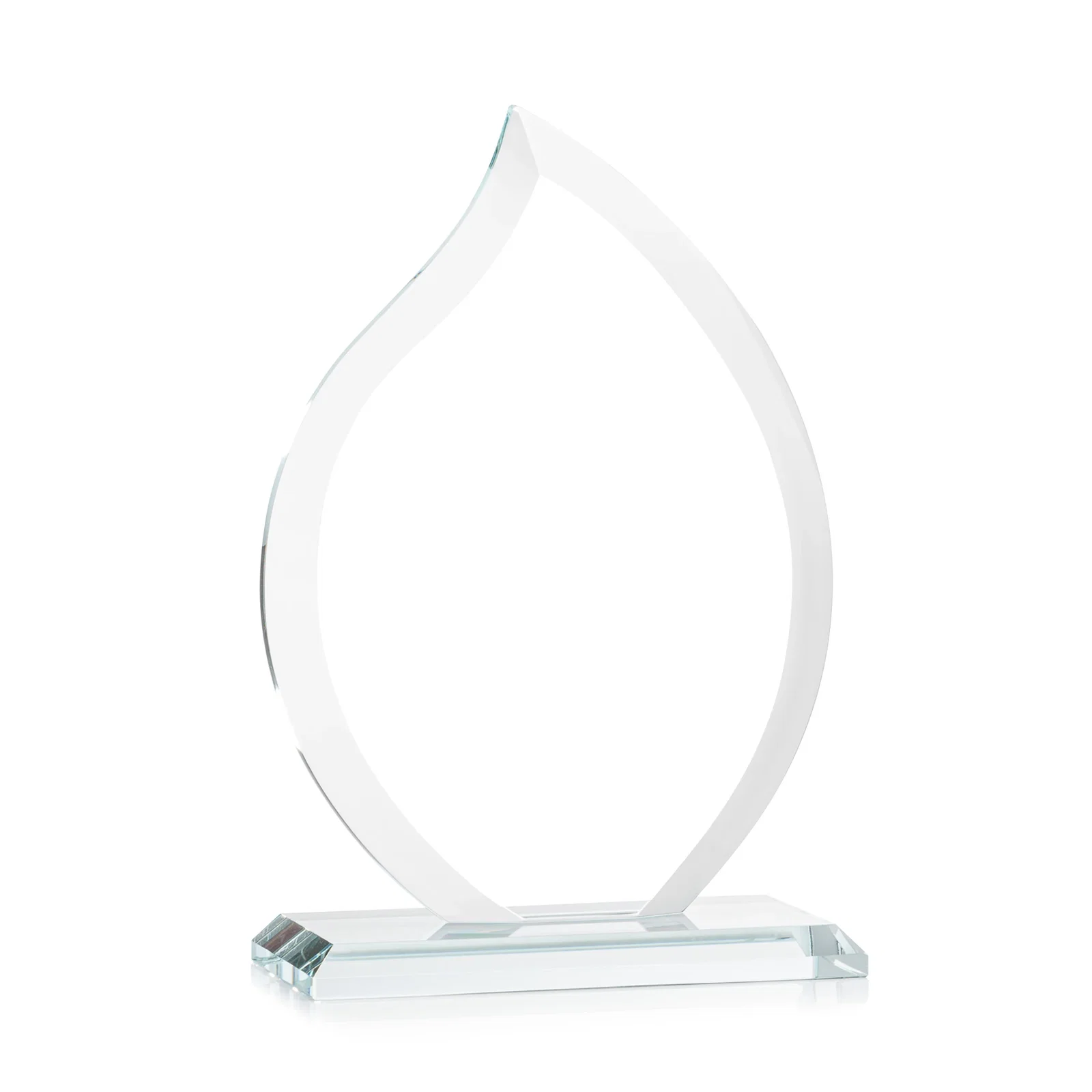 Custom engraved Jade Glass Flame Award, 1/2-Inch Thick, Vertical-Flow Artwork for safety achievement programs