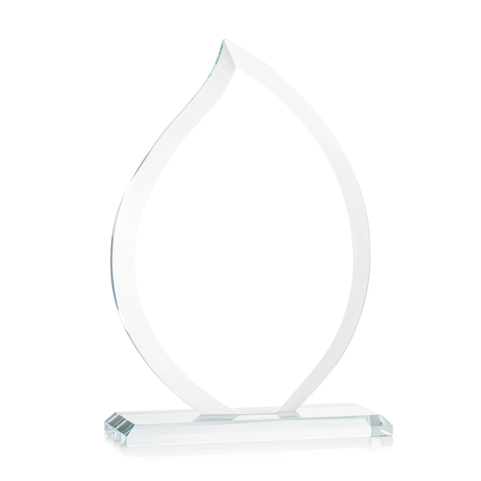 Custom engraved Jade Glass Flame Award, 1/2-Inch Thick, Vertical-Flow Artwork for volunteer appreciation