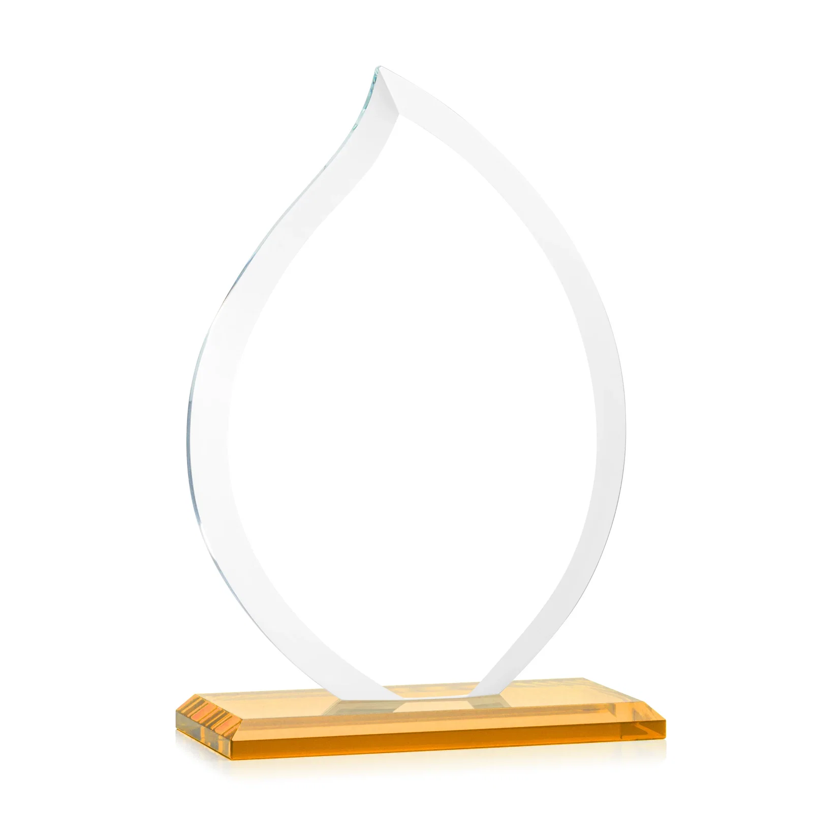 Custom Jade Glass Flame Award, 1/2-Inch Thick, Vertical-Flow Artwork, with your logo for employee recognition