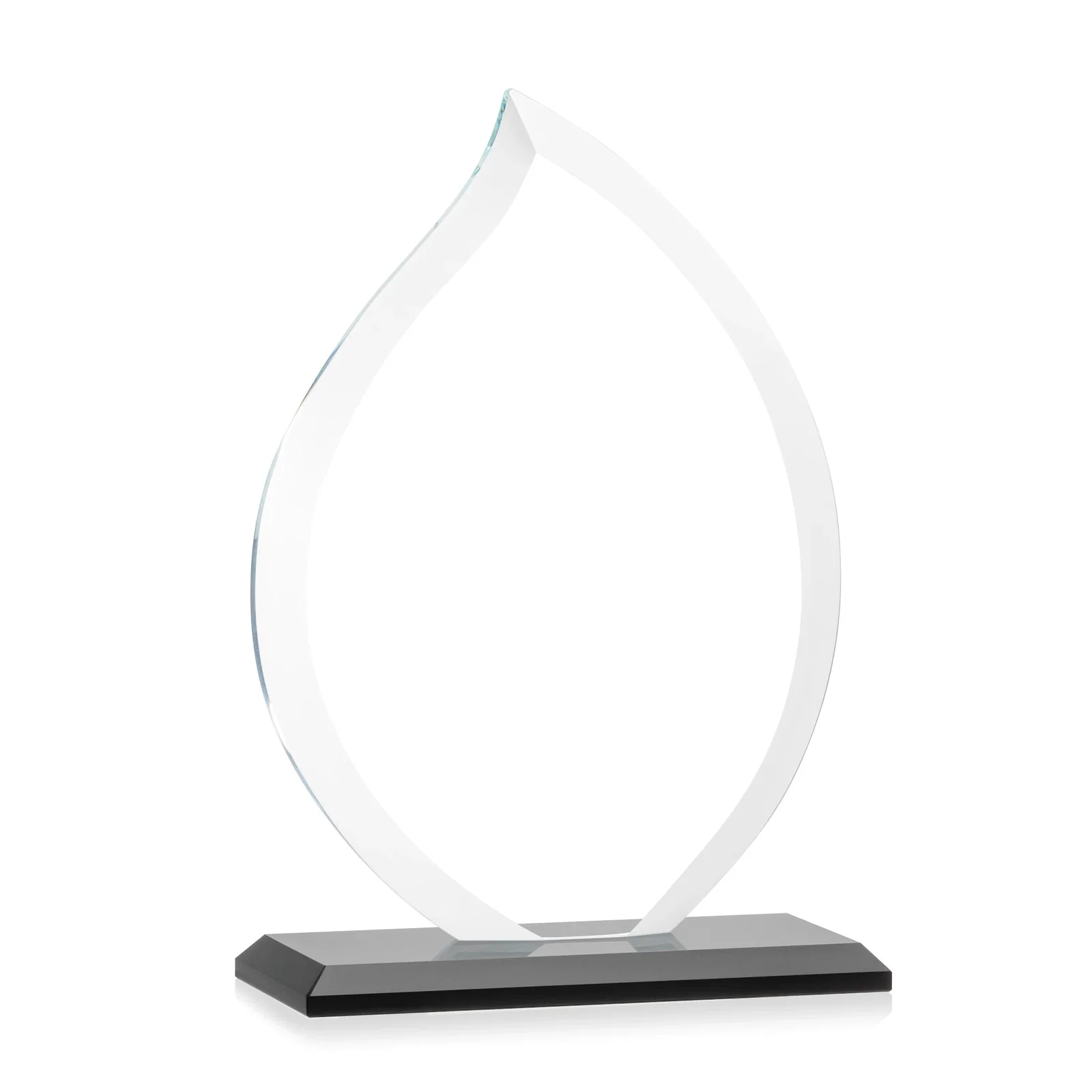 Custom Jade Glass Flame Award, 1/2-Inch Thick, Vertical-Flow Artwork, with your logo for donor appreciation