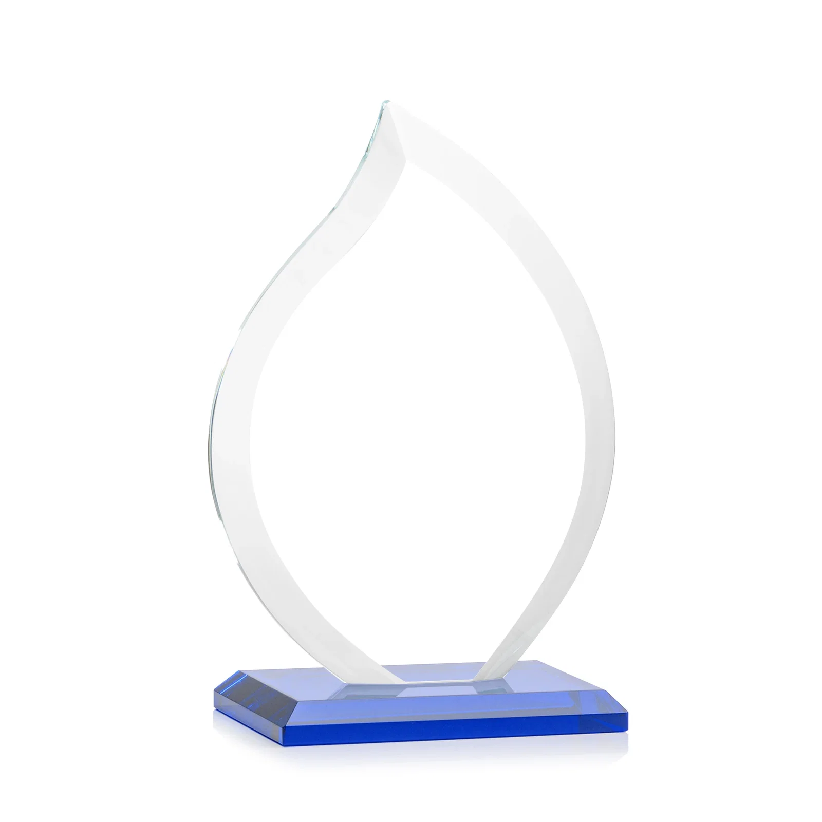 Custom Jade Glass Flame Award, 1/2-Inch Thick, Vertical-Flow Artwork, with your logo for graduation ceremonies
