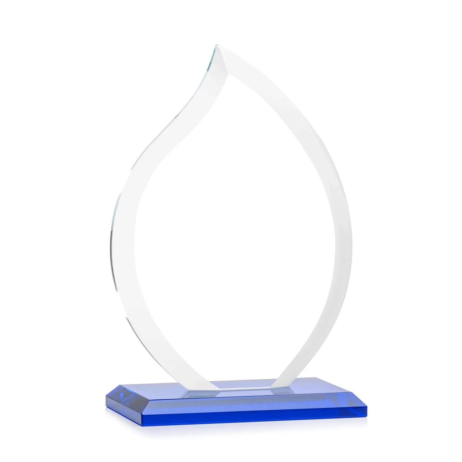 Custom Jade Glass Flame Award, 1/2-Inch Thick, Vertical-Flow Artwork, with your logo for safety achievement programs