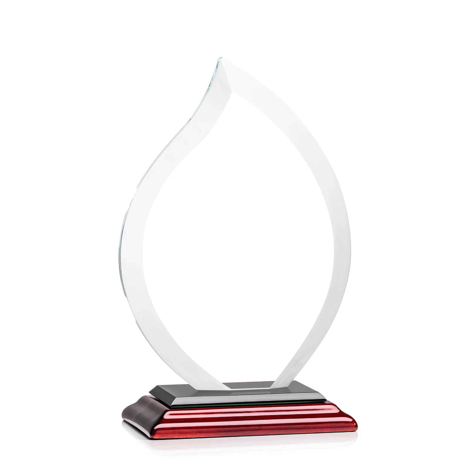Custom Jade Glass Flame Award, 1/2-Inch Thick, Vertical-Flow Artwork, with your logo for dealer and partner awards