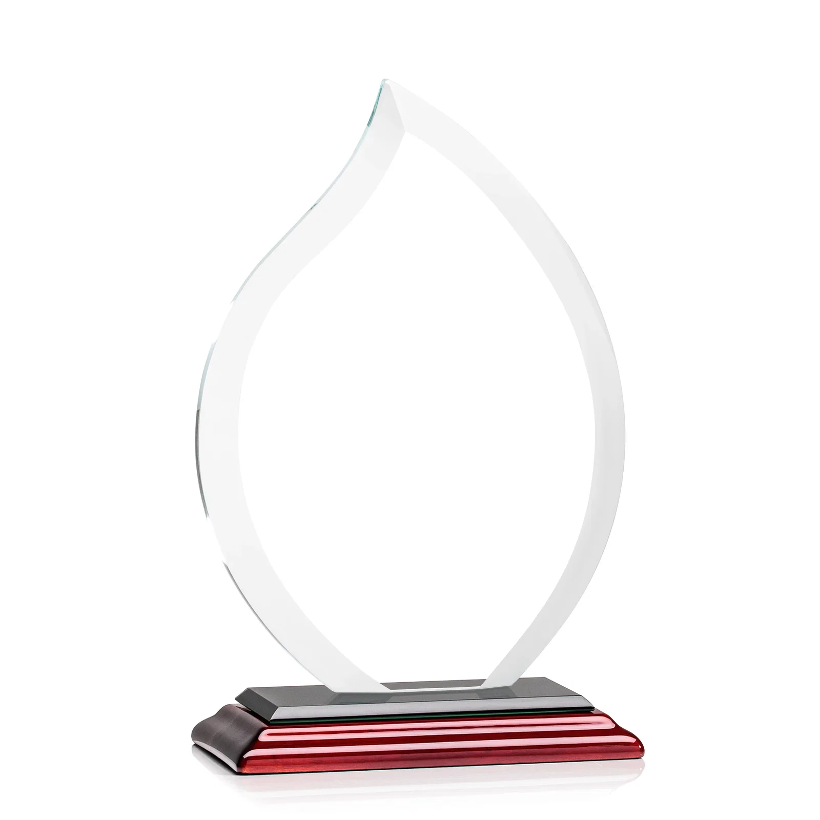 Custom Jade Glass Flame Award, 1/2-Inch Thick, Vertical-Flow Artwork, with your logo for company anniversary events