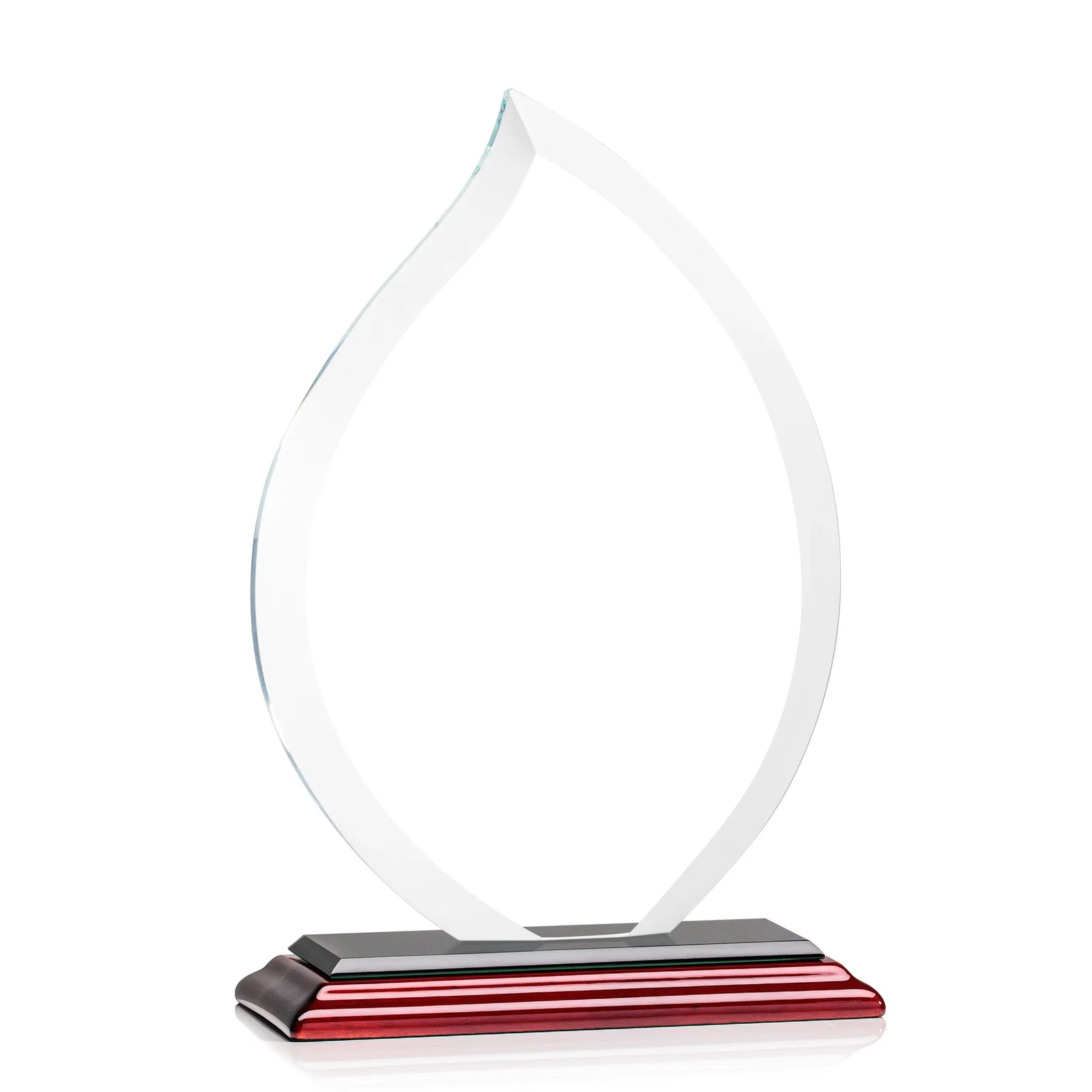 Personalized Jade Glass Flame Award, 1/2-Inch Thick, Vertical-Flow Artwork, with your logo for employee recognition