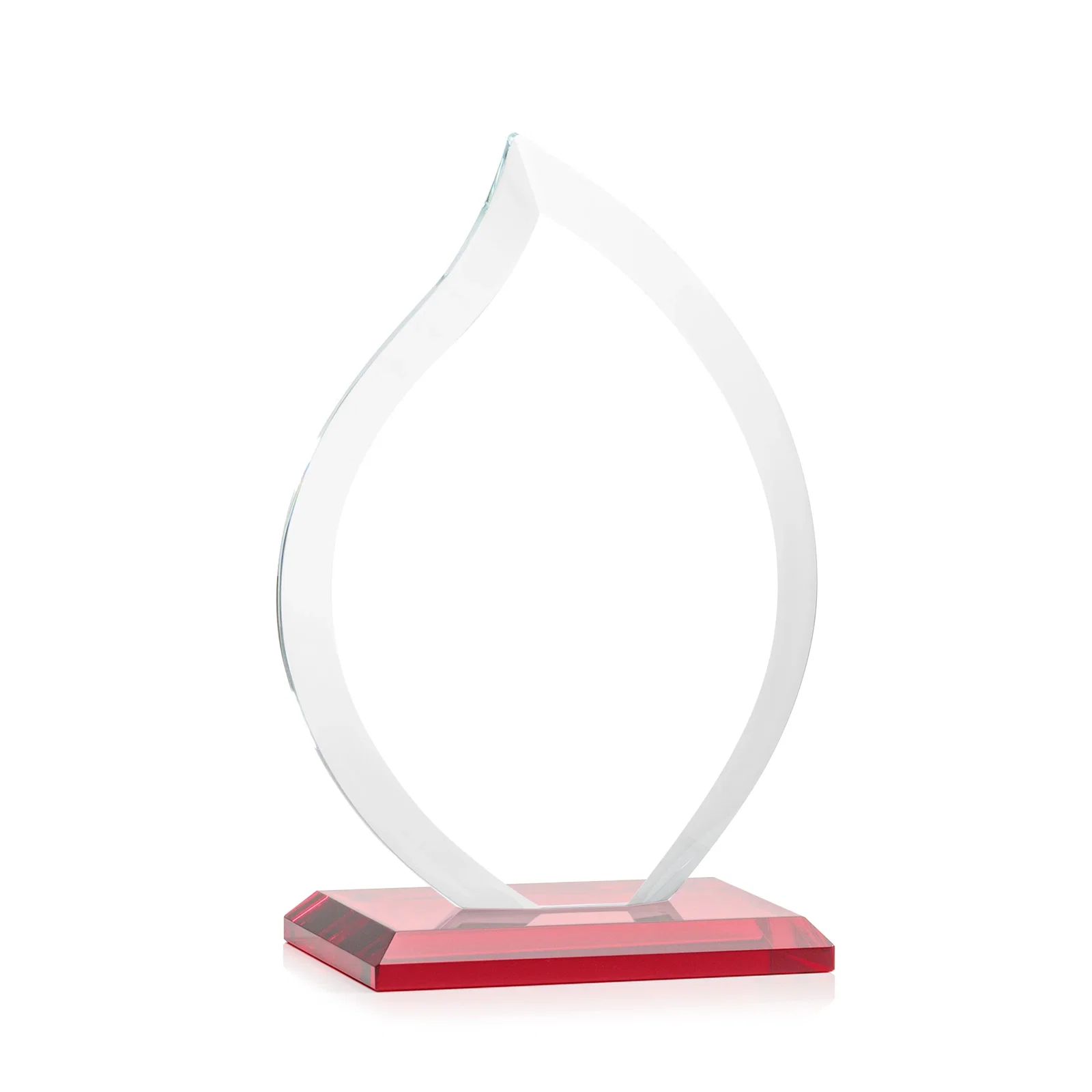 Personalized Jade Glass Flame Award, 1/2-Inch Thick, Vertical-Flow Artwork, with your logo for corporate award ceremonies