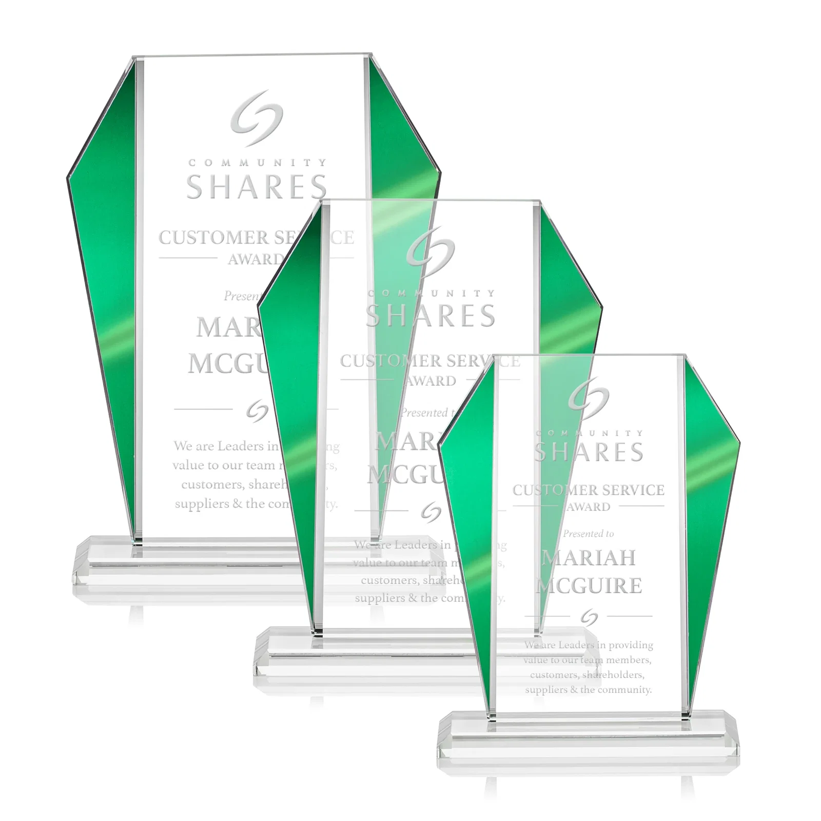 Custom Starfire Crystal Award with Metallic Frame and Mirror Back, awards for employee recognition