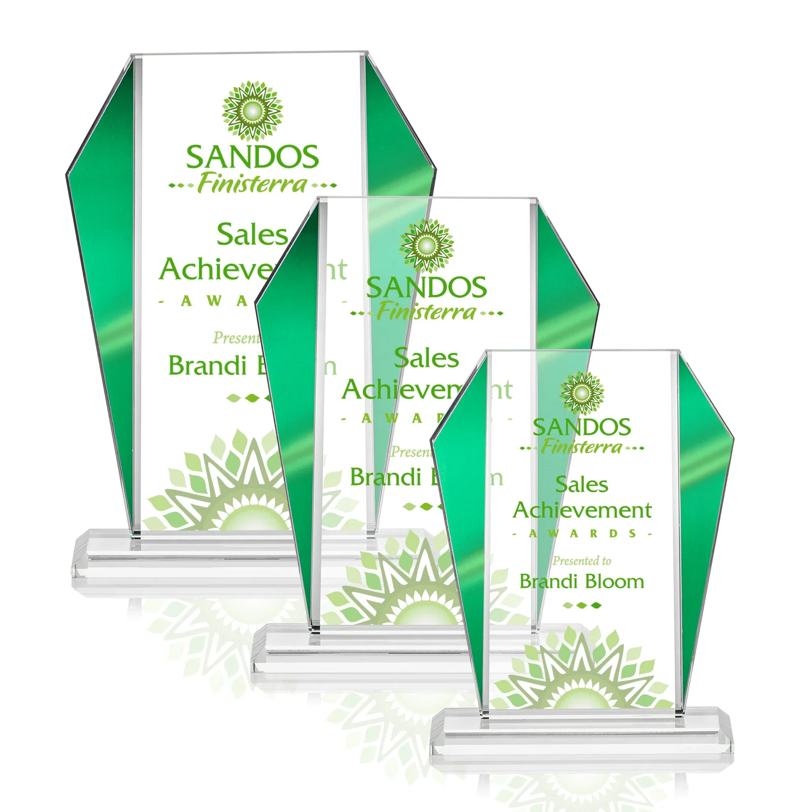 Personalized Starfire Crystal Award with Metallic Frame and Mirror Back, awards for employee recognition