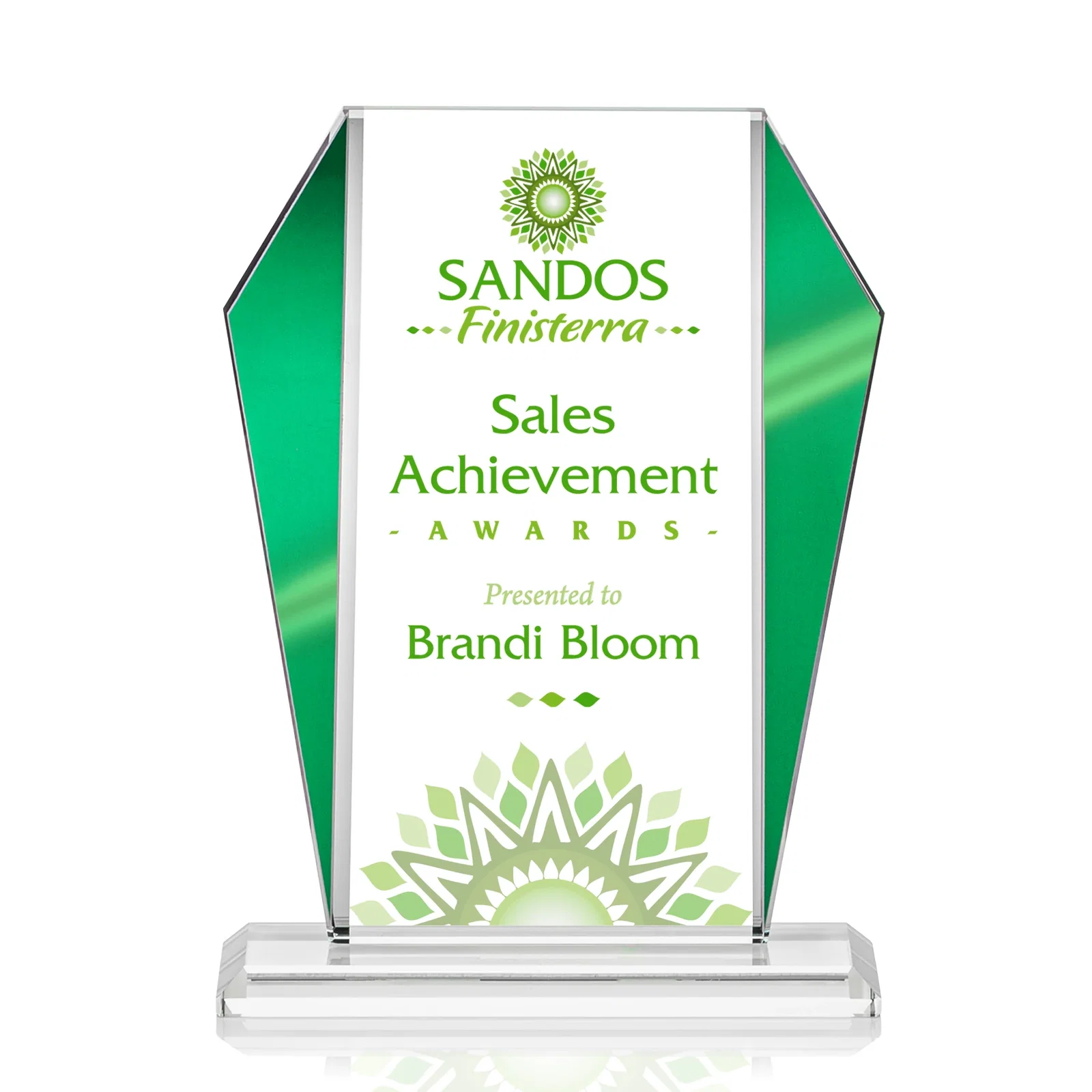 Personalized Starfire Crystal Award with Metallic Frame and Mirror Back, awards for service anniversary gifts