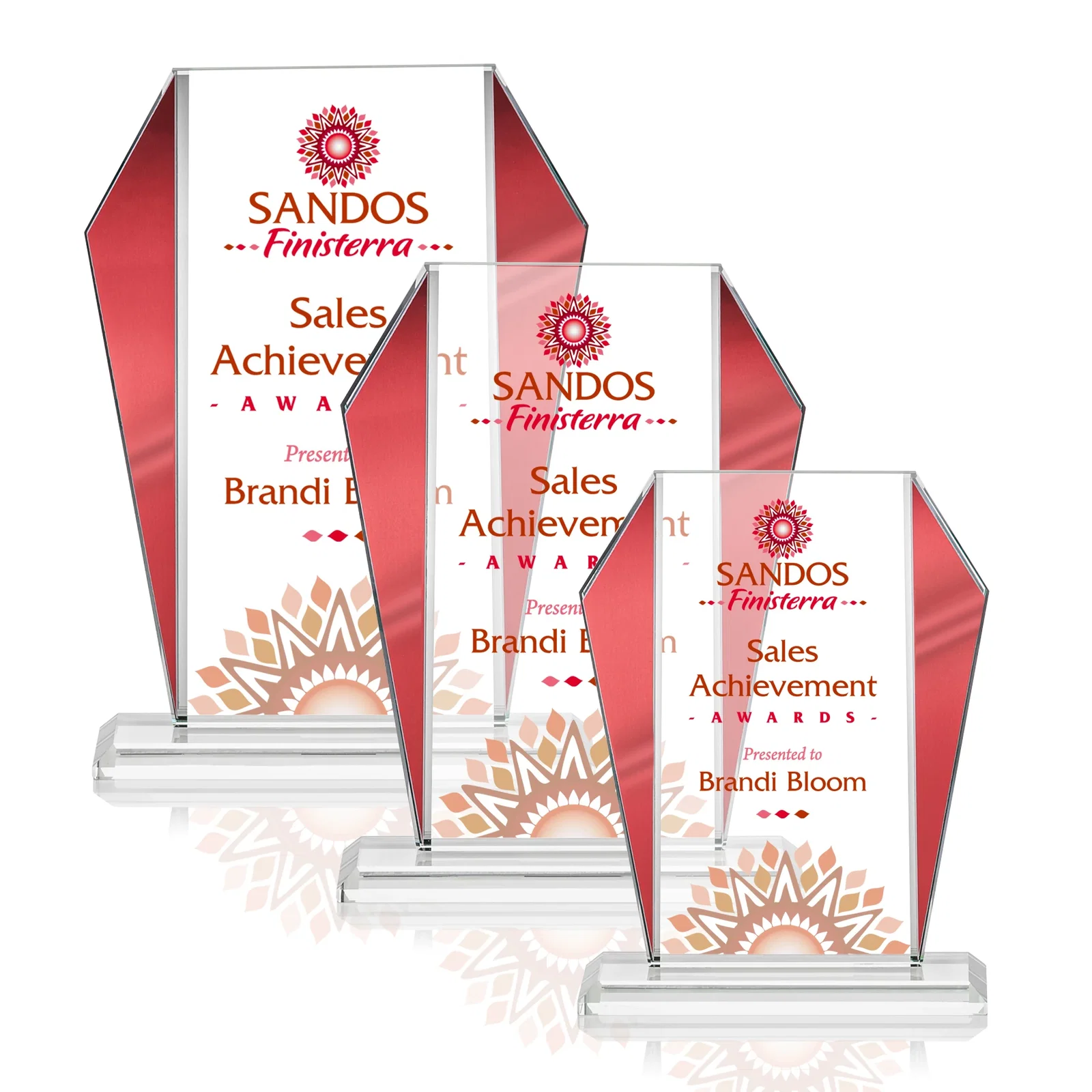 Personalized Starfire Crystal Award with Metallic Frame and Mirror Back, awards for safety achievement programs