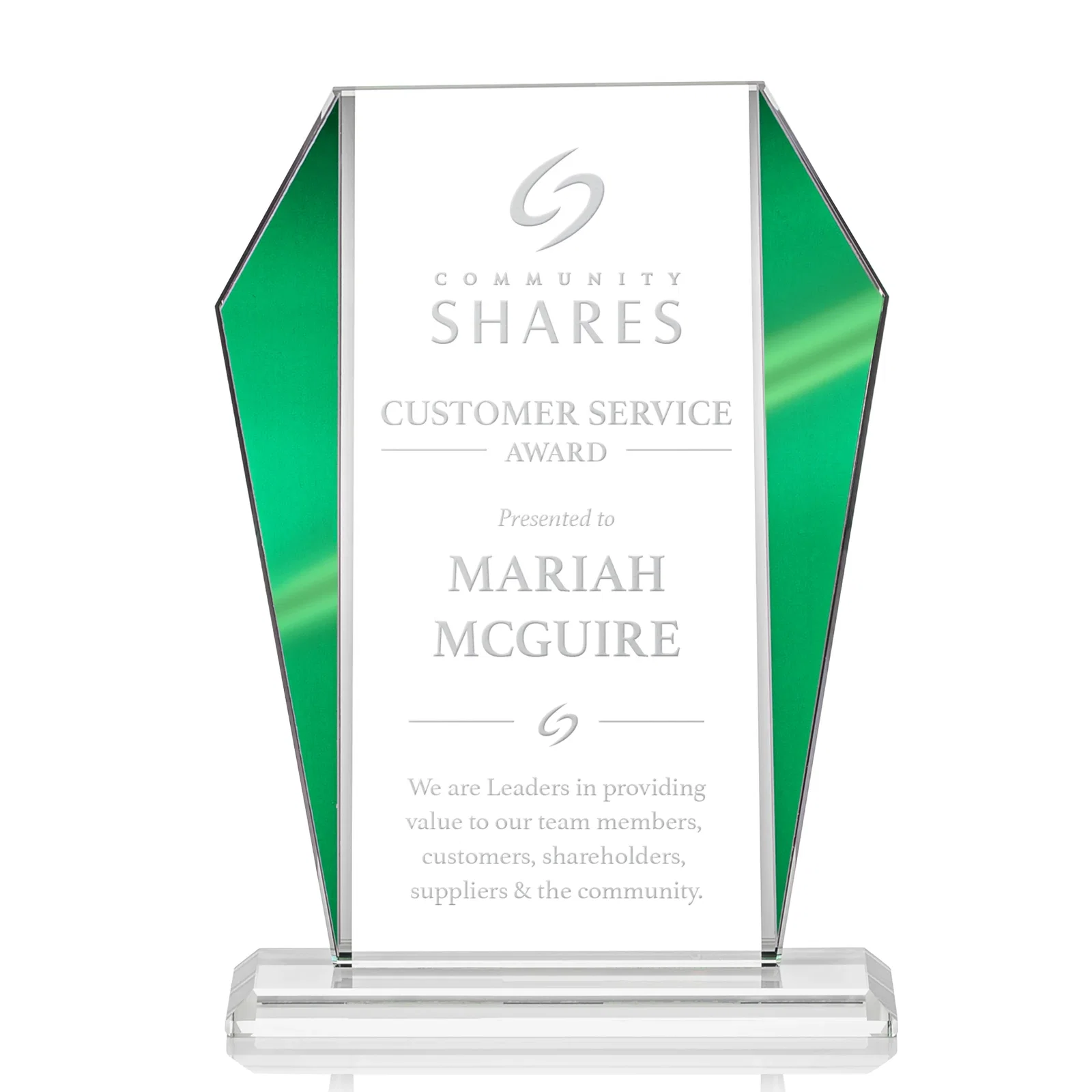 Custom Starfire Crystal Award with Metallic Frame and Mirror Back, awards for sales achievement awards