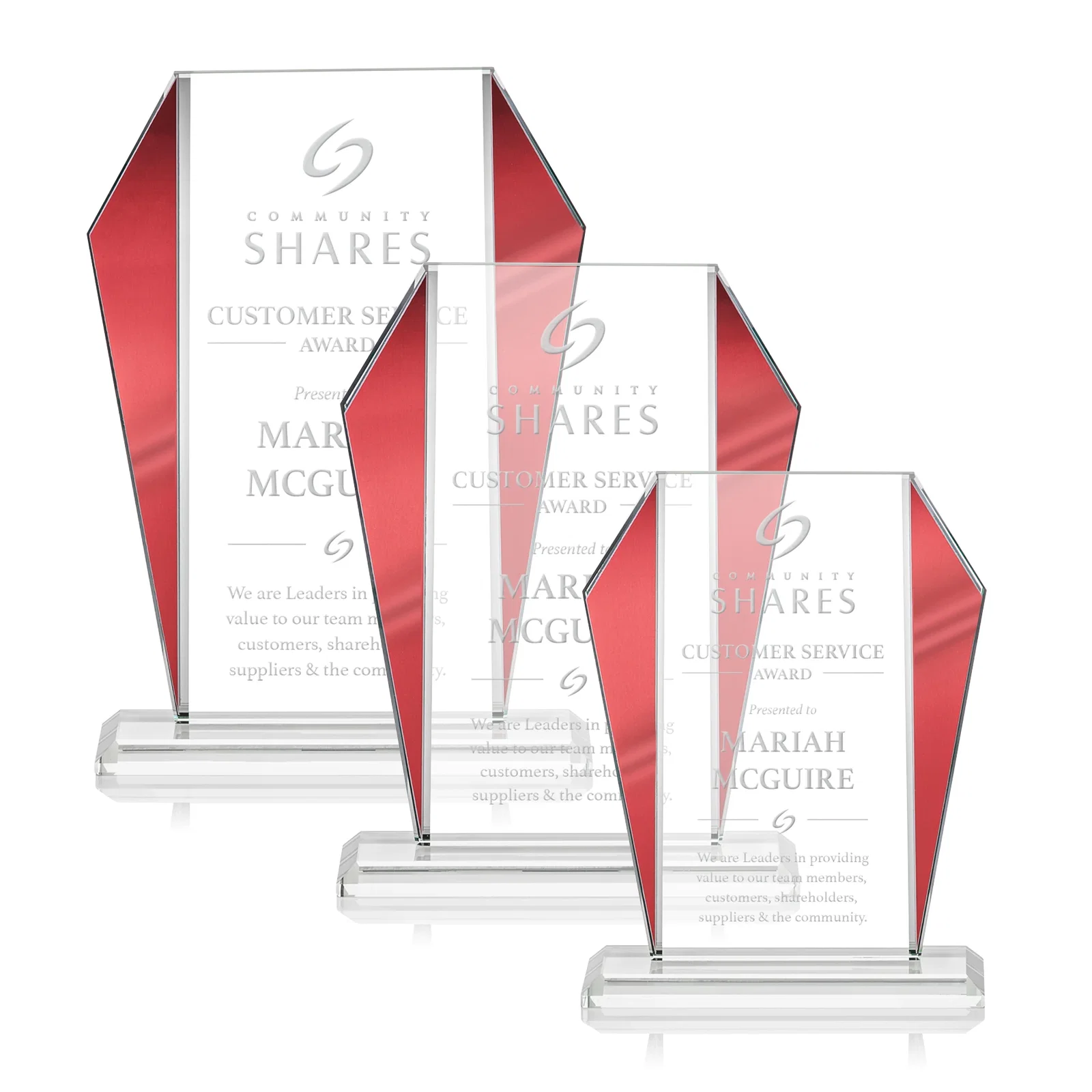 Custom Starfire Crystal Award with Metallic Frame and Mirror Back, awards for safety achievement programs