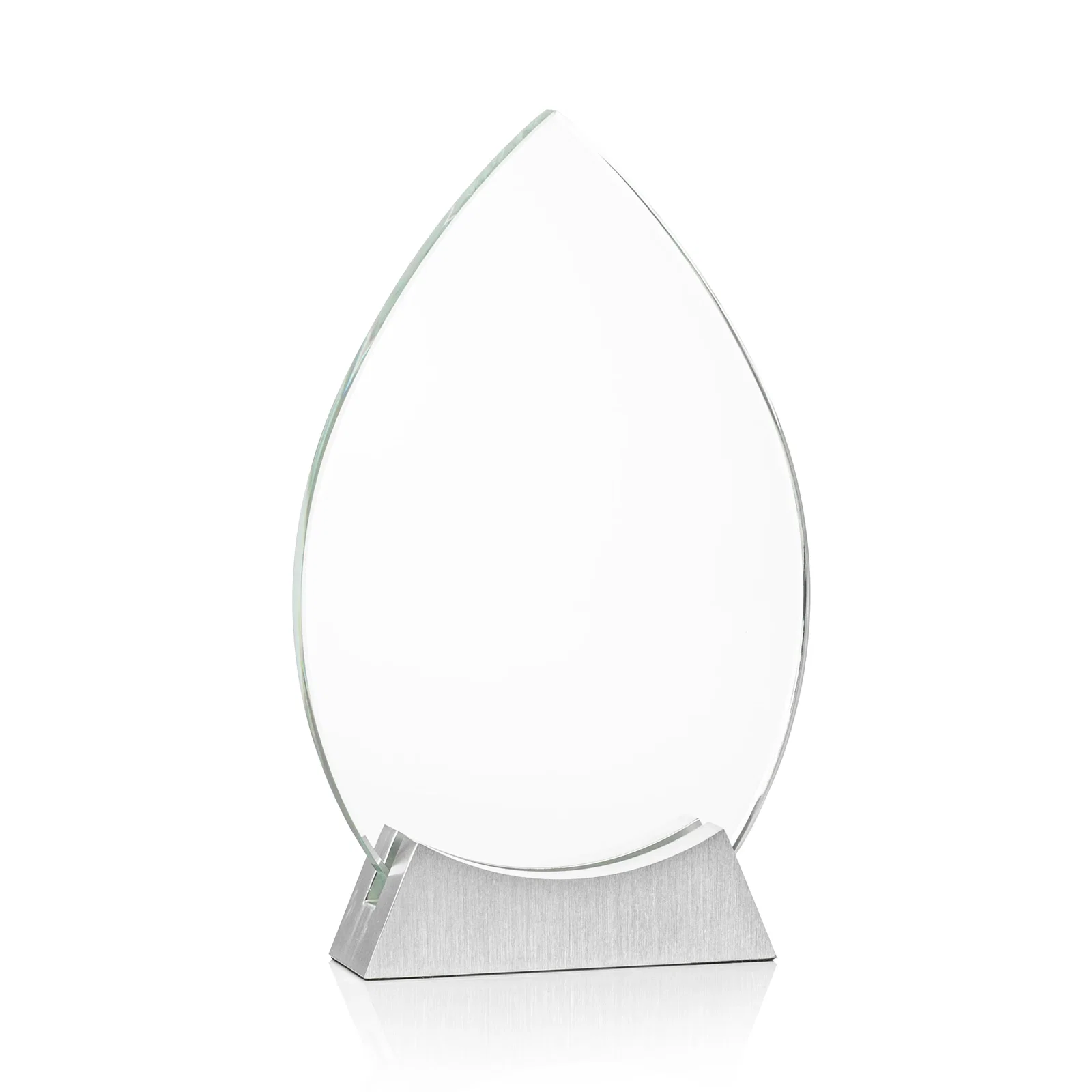 Custom Starfire Crystal Teardrop Award on Brushed Aluminum Base, awards for volunteer appreciation