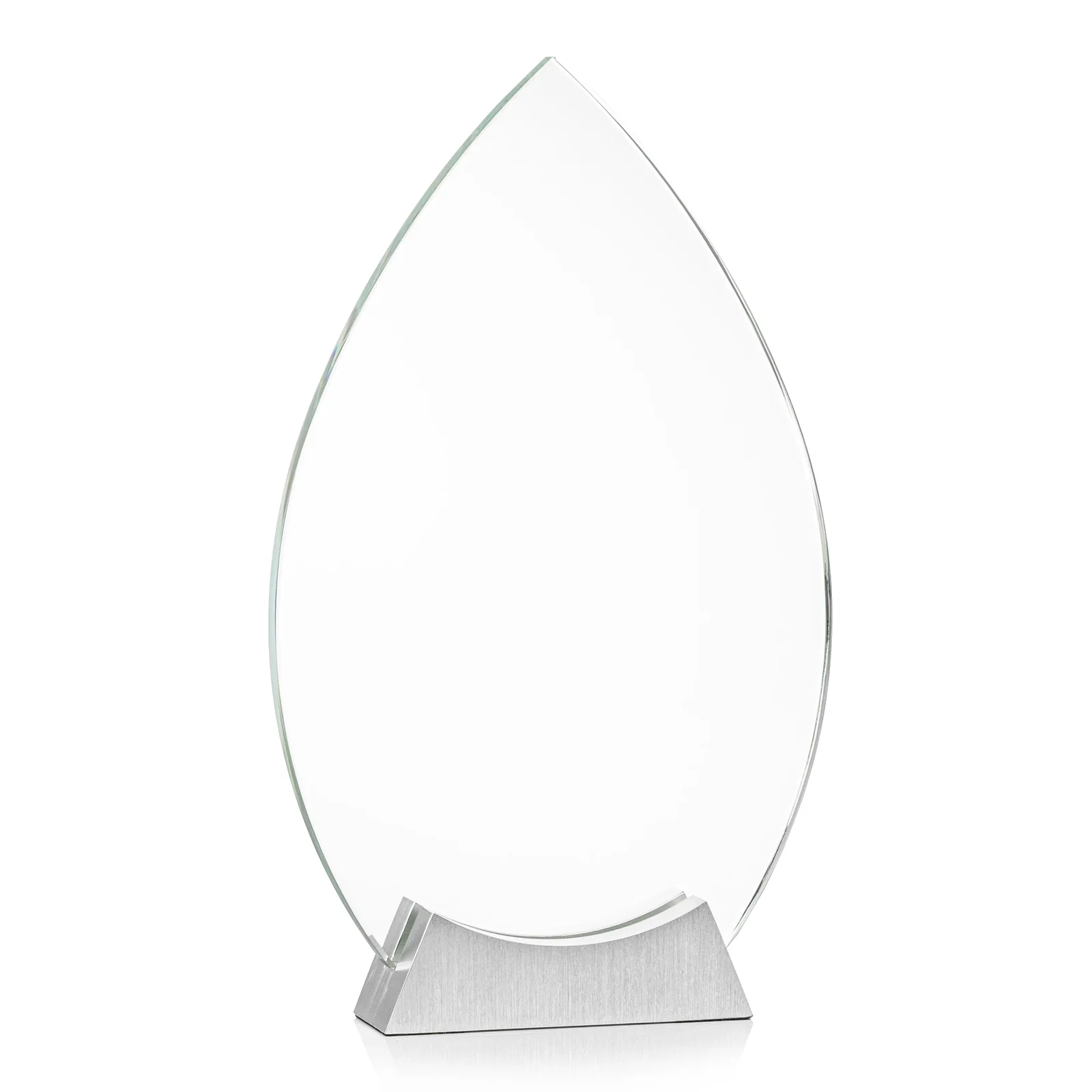 Custom Starfire Crystal Teardrop Award on Brushed Aluminum Base, awards for dealer and partner awards
