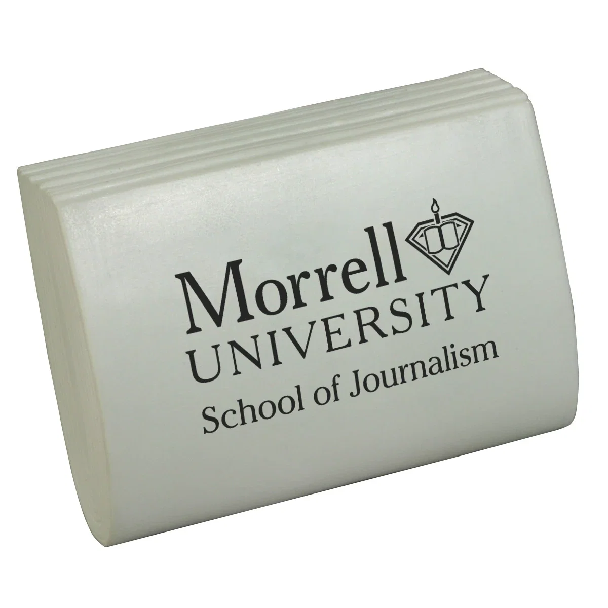 Rolled newspaper shaped stress reliever, 3-1/2 x 2-1/2 x 3/4 inches