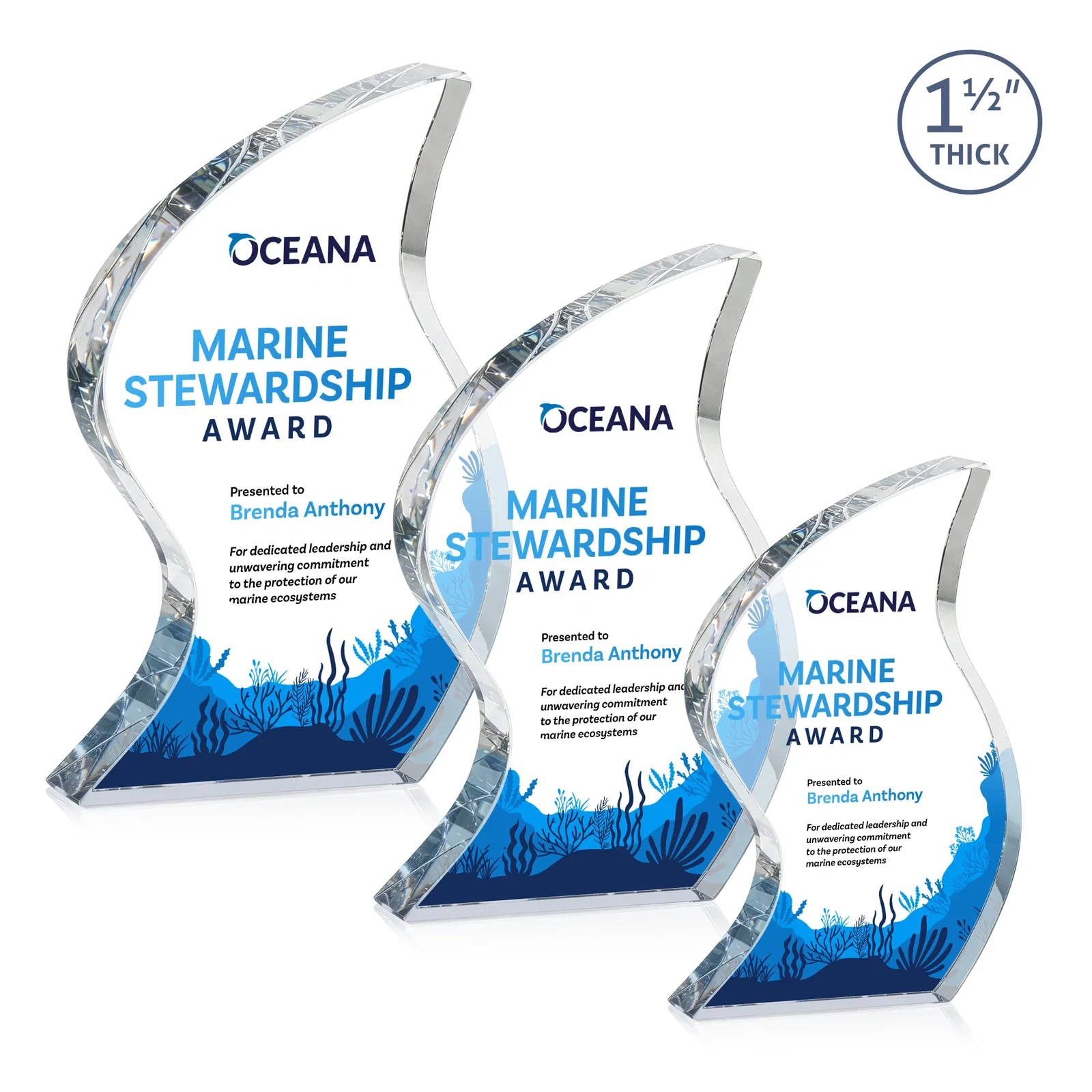 Custom Optical Crystal Award With Twisted Contoured Silhouette, awards for dealer and partner awards