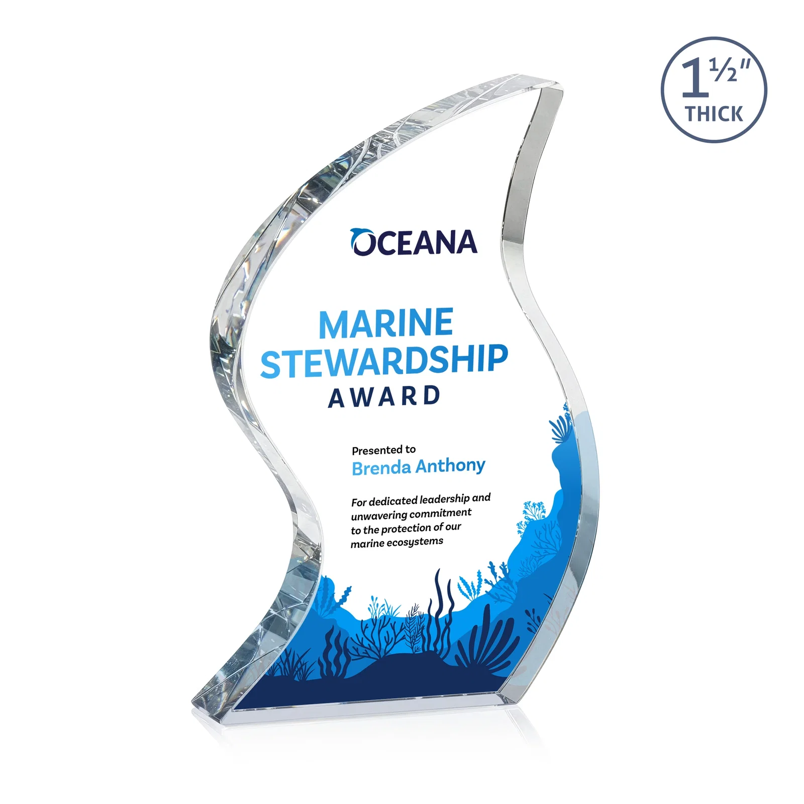 Custom Optical Crystal Award With Twisted Contoured Silhouette, awards for company anniversary events