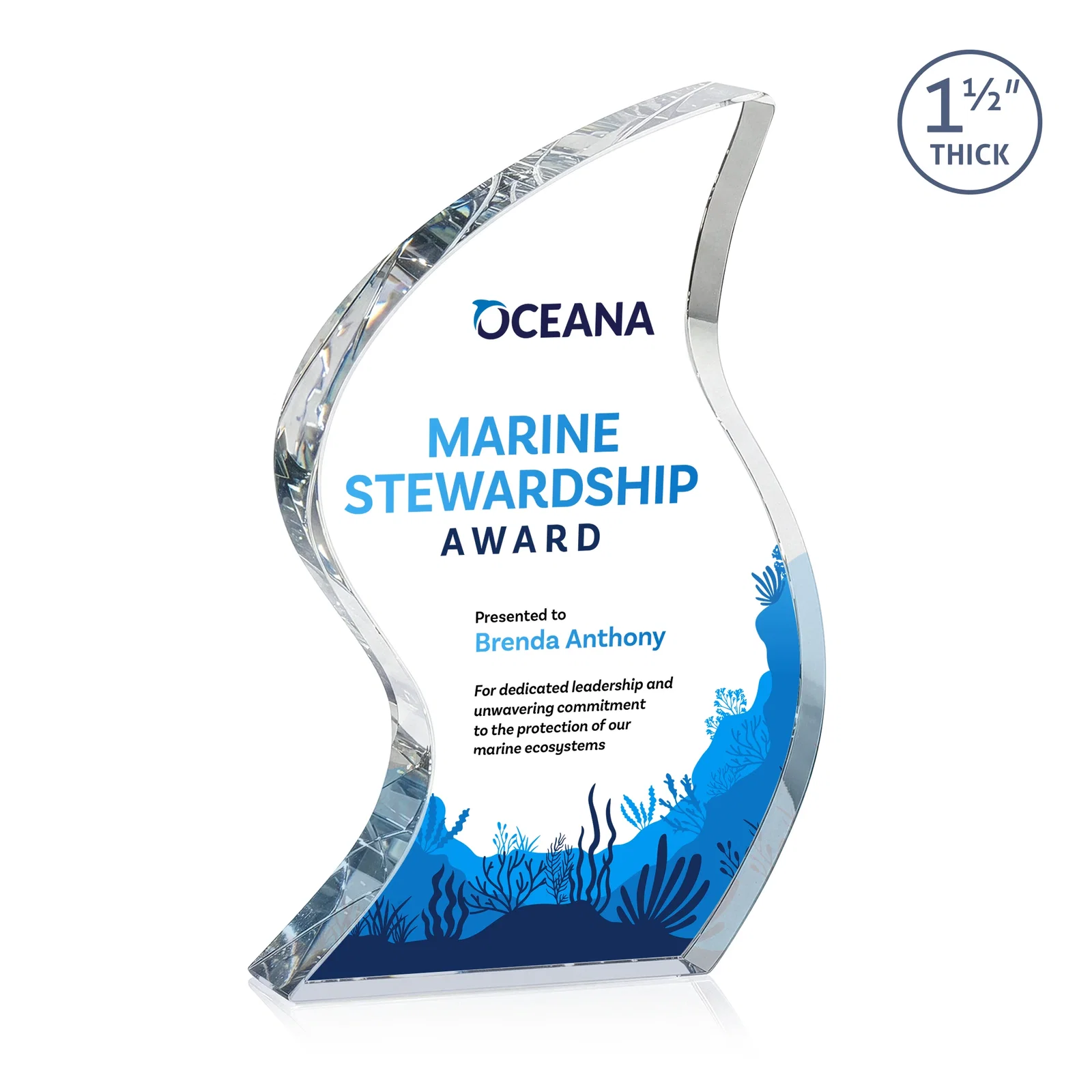 Personalized Optical Crystal Award With Twisted Contoured Silhouette, awards for employee recognition