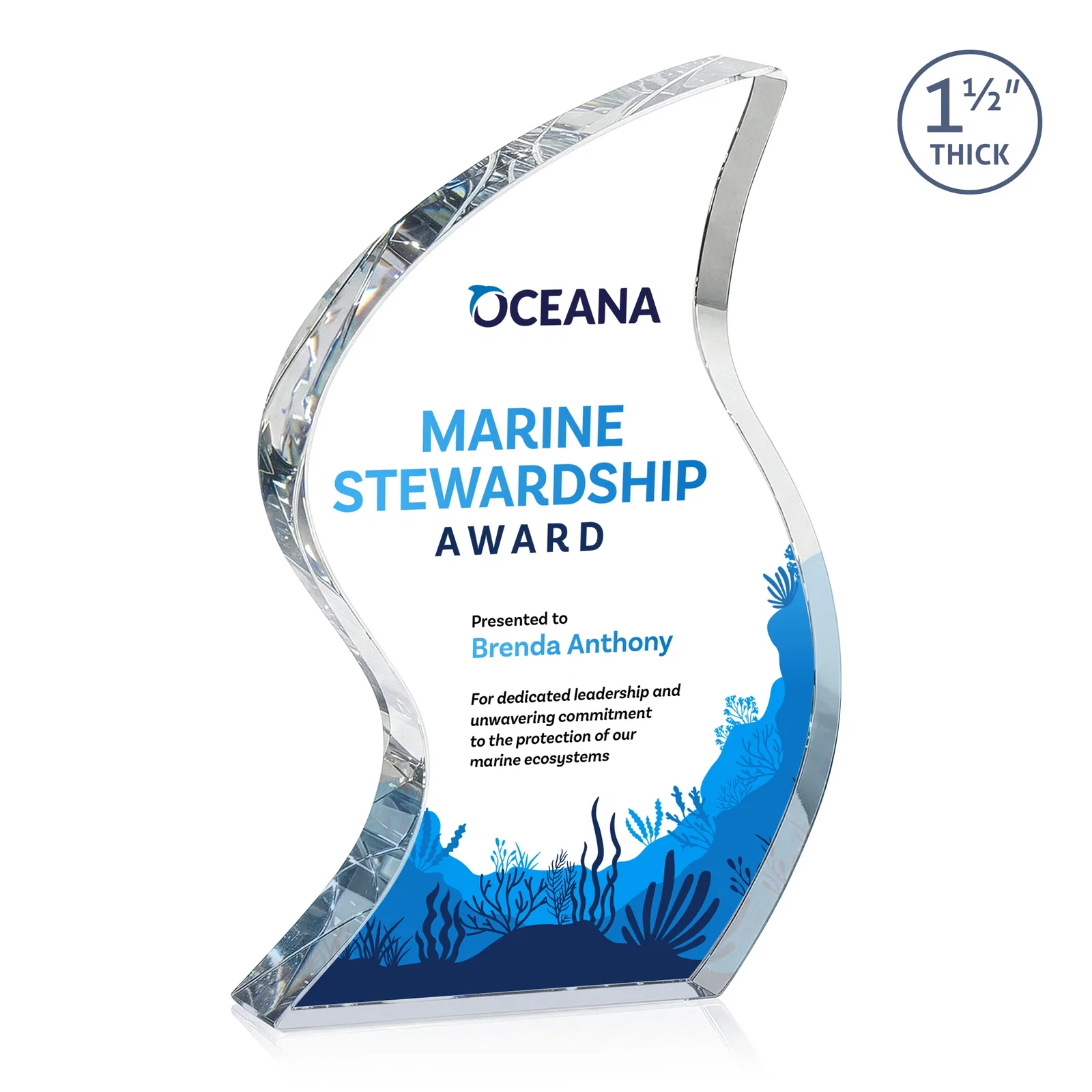 Personalized Optical Crystal Award With Twisted Contoured Silhouette, awards for corporate award ceremonies
