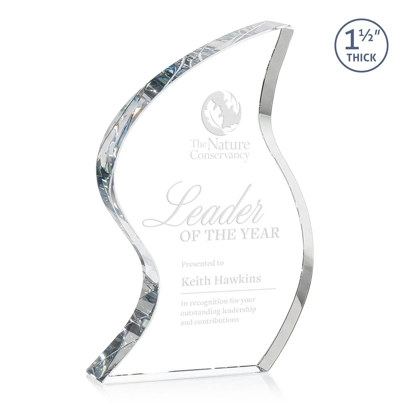 Custom Optical Crystal Award With Twisted Contoured Silhouette, awards for sales achievement awards