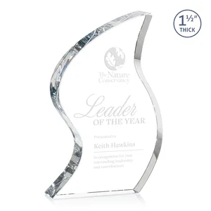 Optical Crystal Award With Twisted Contoured Silhouette
