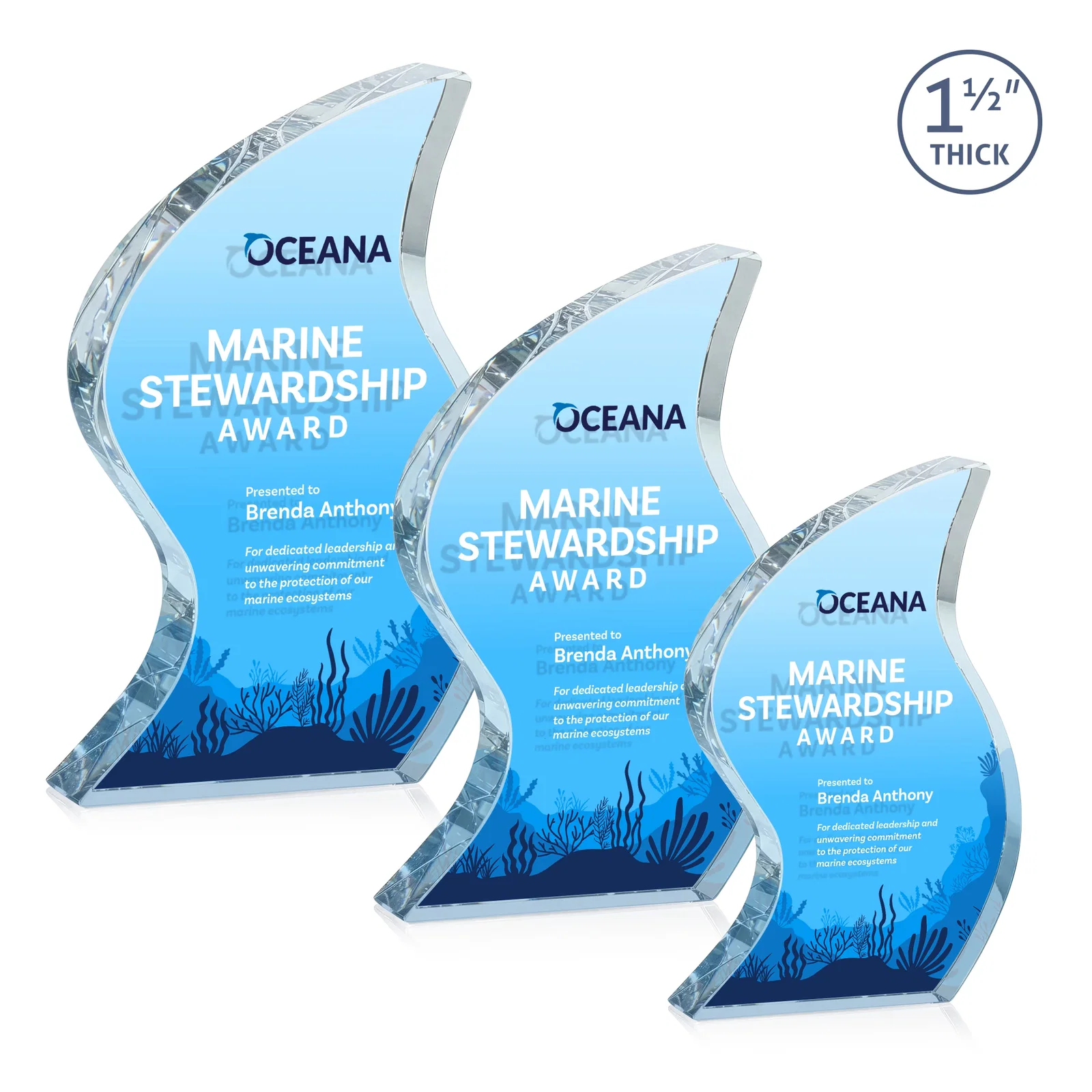 Custom Optical Crystal Award With Twisted Contoured Silhouette, awards for team milestone celebrations