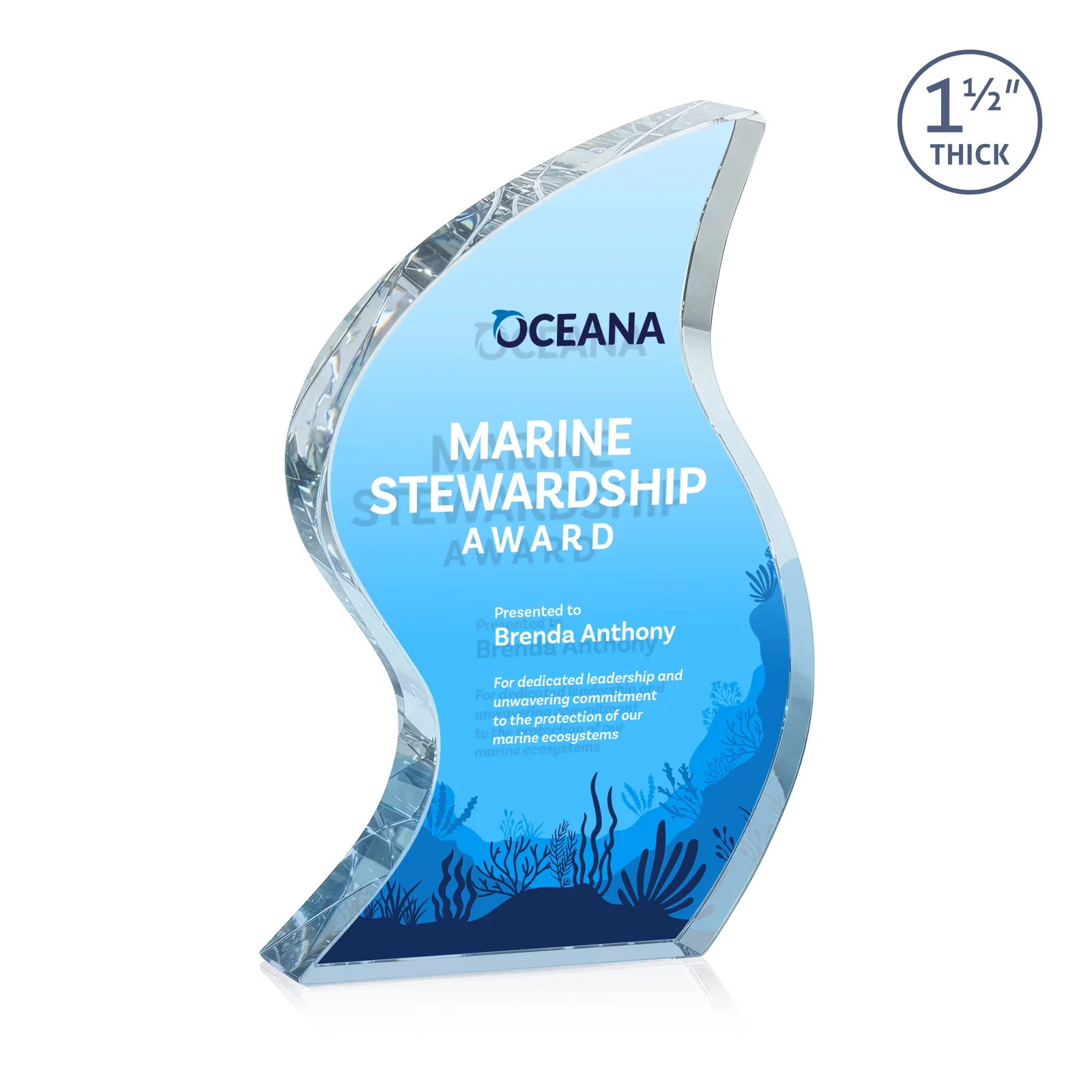 Custom Optical Crystal Award With Twisted Contoured Silhouette, awards for donor appreciation