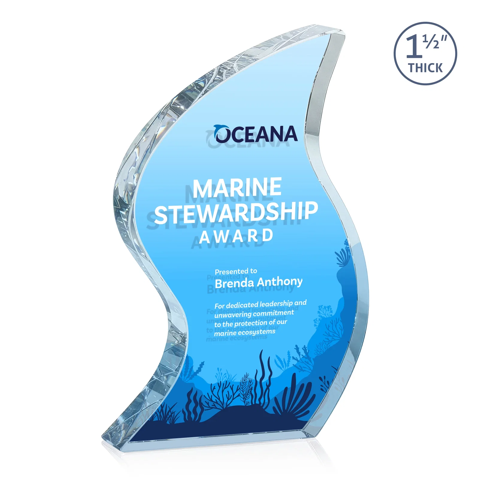 Custom Optical Crystal Award With Twisted Contoured Silhouette, awards for safety achievement programs