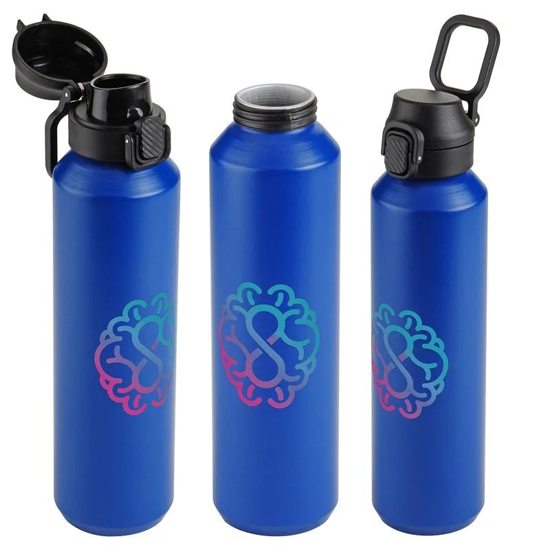 Promotional Nexus Bottle in use outdoors, branded aluminum water bottle lifestyle shot